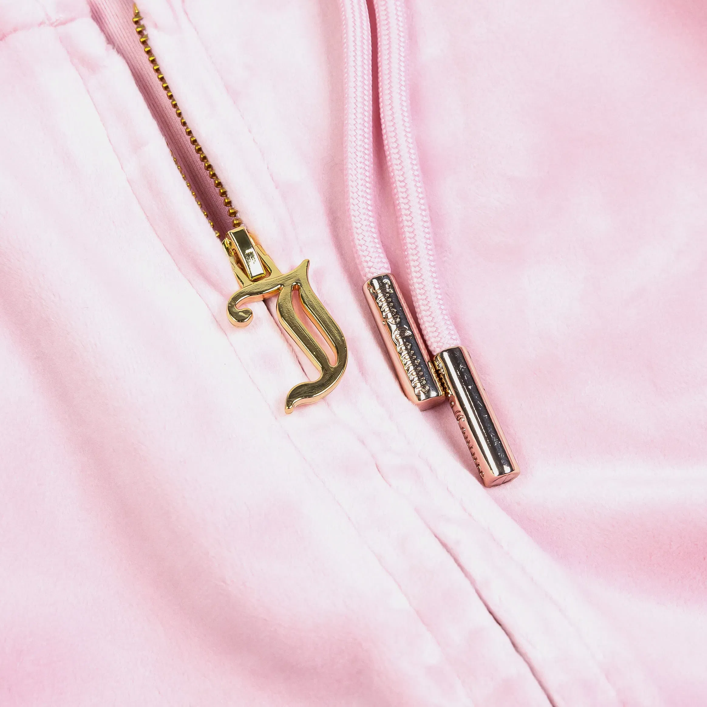 Juicy Couture OG Bling Velour Full Zip Womens Hoodie (Pink/Gold)