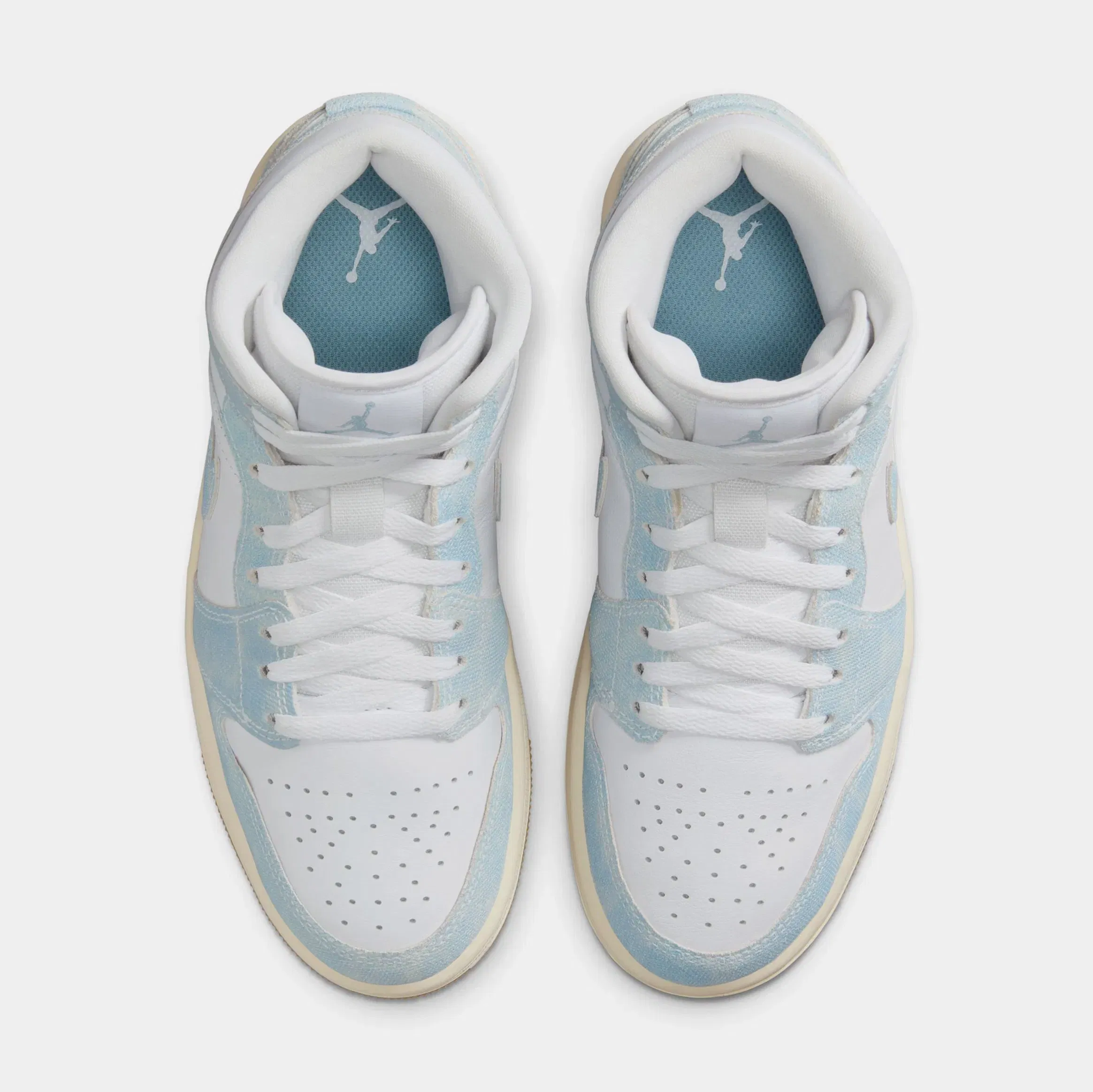 Air Jordan 1 Mid SE Womens Lifestyle Shoes (White/Sail/Gum Light Brown/Worn Blue)