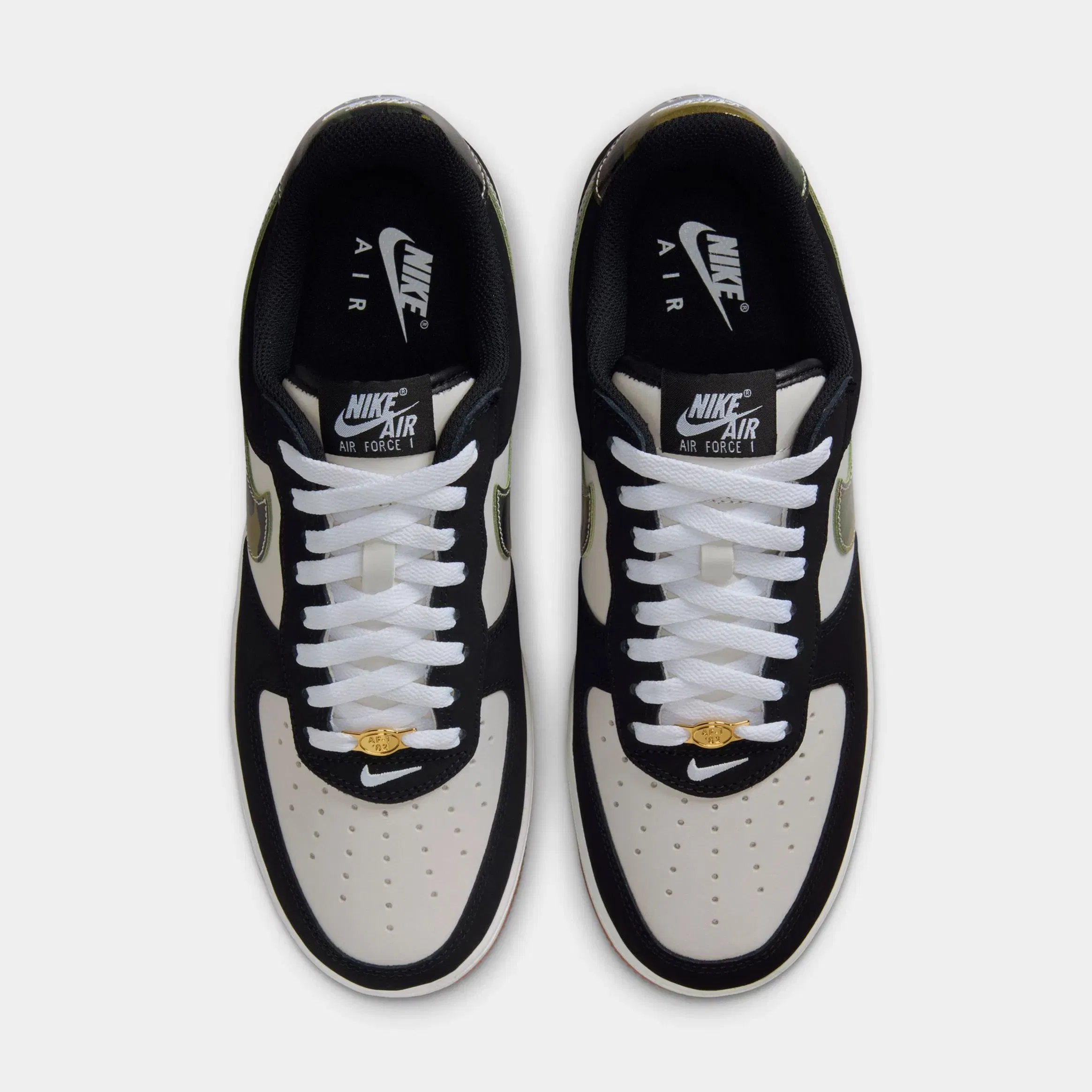 Nike Air Force 1 Low Camo Swoosh Mens Lifestyle Shoes (White/Gum Medium Brown/Summit White/Black)