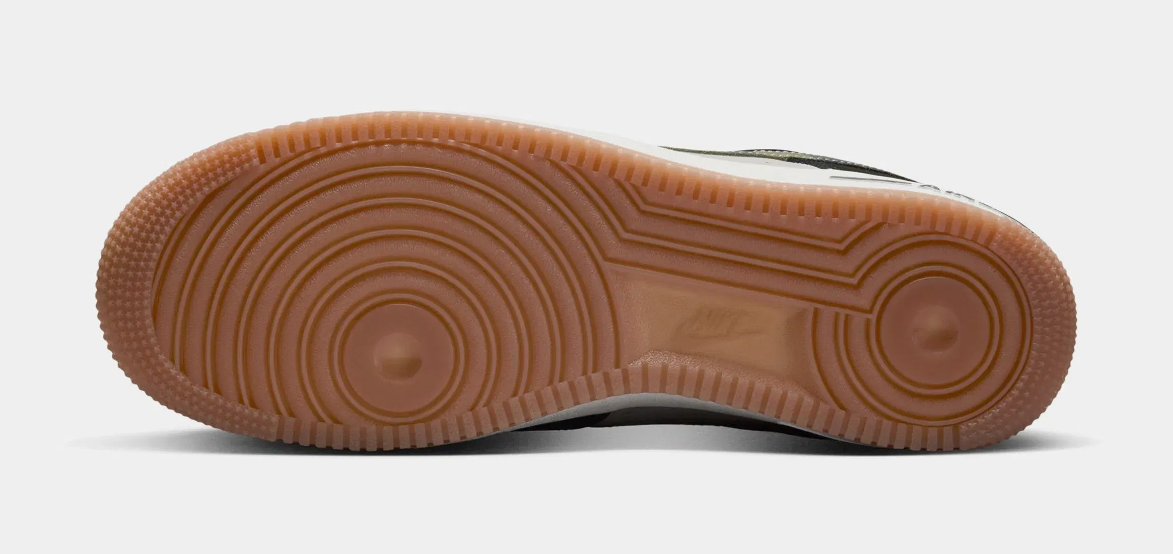 Nike Air Force 1 Low Camo Swoosh Mens Lifestyle Shoes (White/Gum Medium Brown/Summit White/Black)