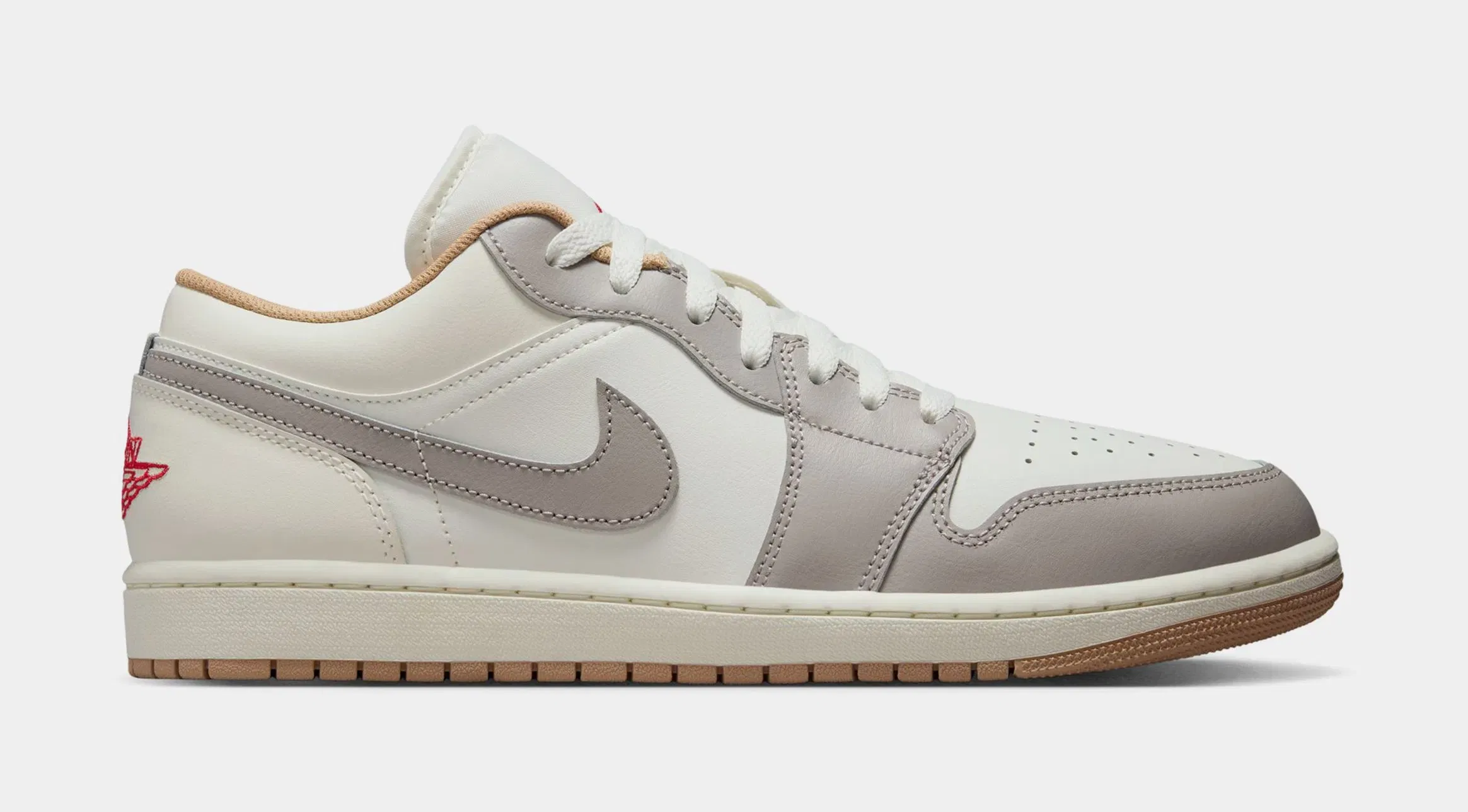 Air Jordan 1 Low Mens Lifestyle Shoes (Sail/Fire Red/College Grey/Hemp)