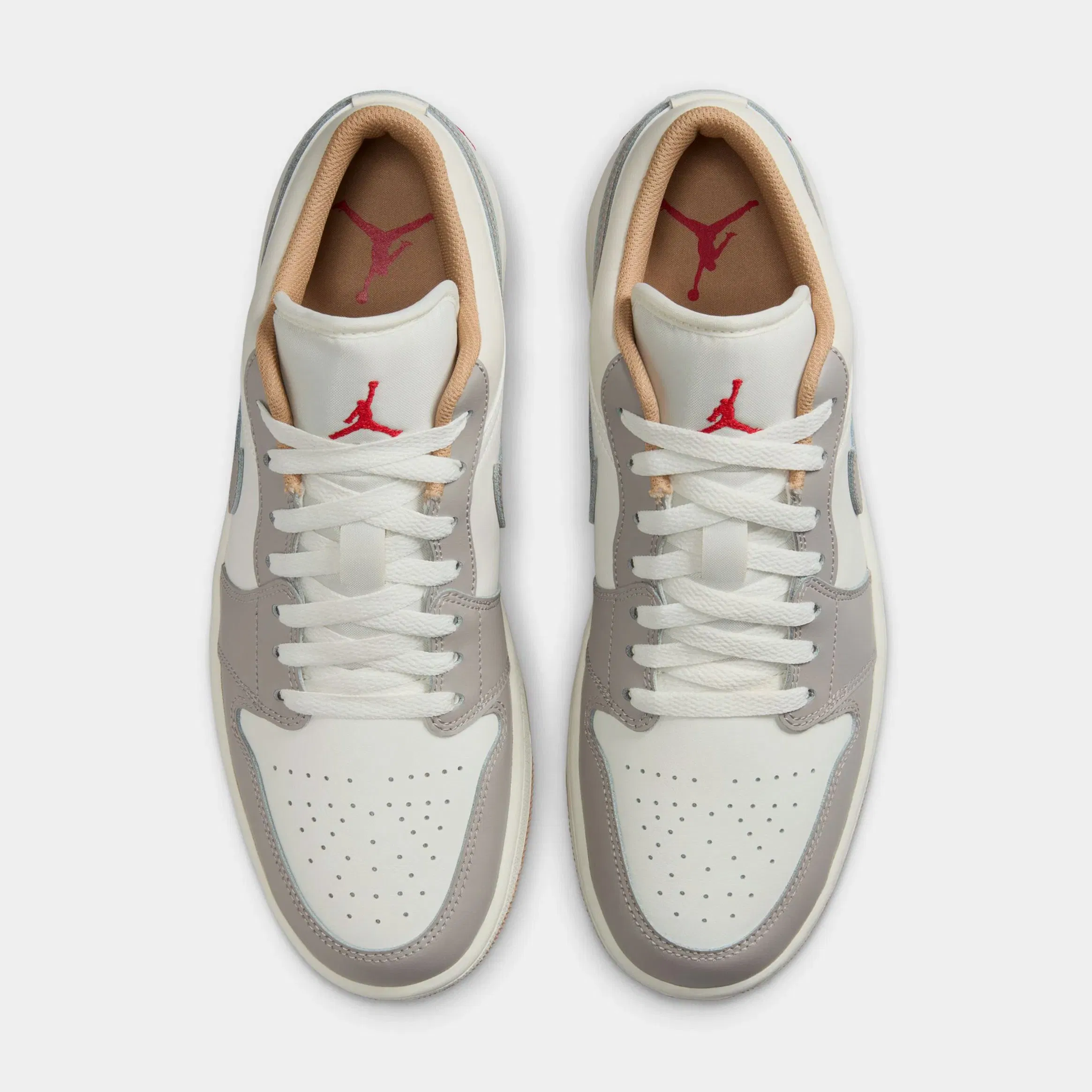 Air Jordan 1 Low Mens Lifestyle Shoes (Sail/Fire Red/College Grey/Hemp)