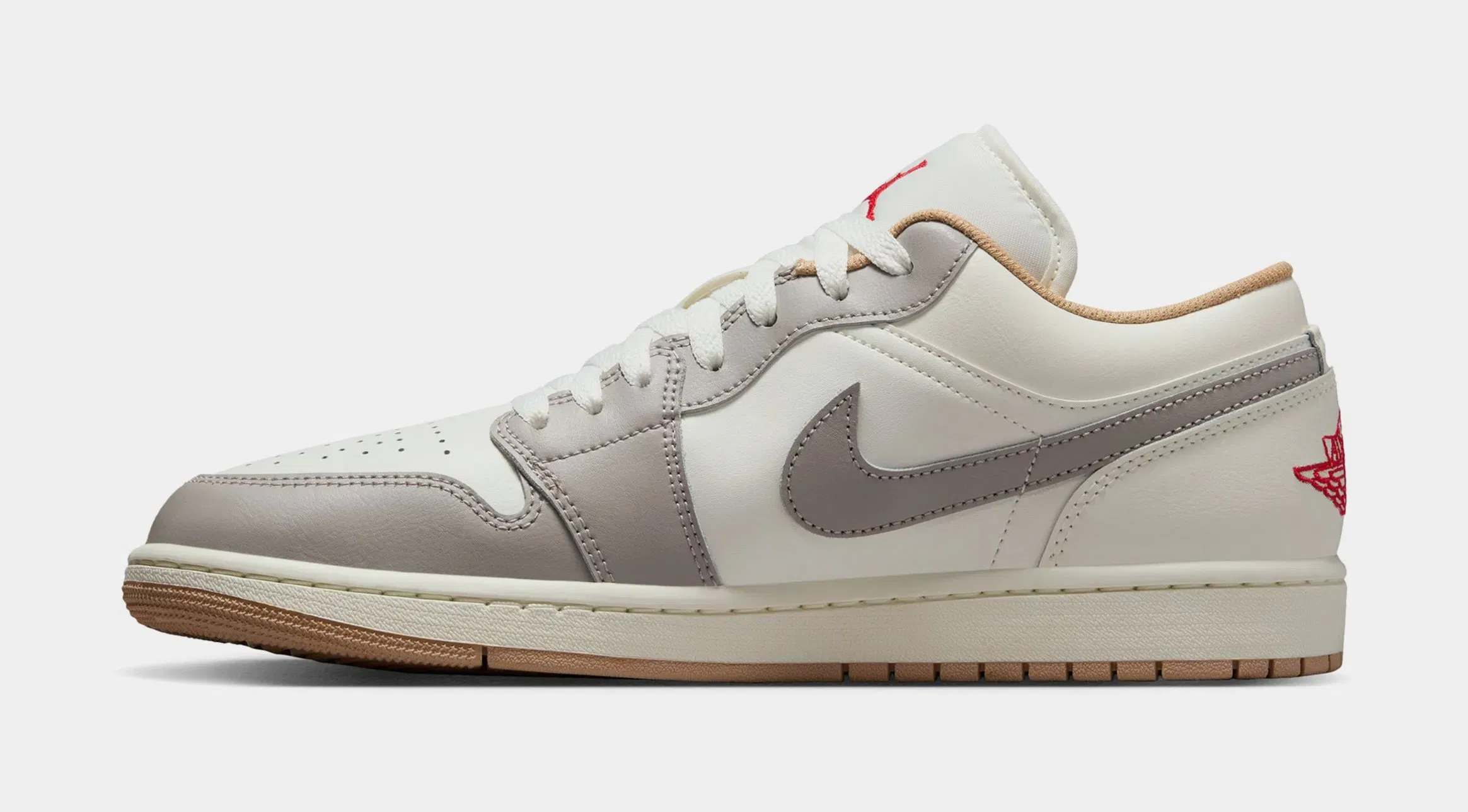 Air Jordan 1 Low Mens Lifestyle Shoes (Sail/Fire Red/College Grey/Hemp)