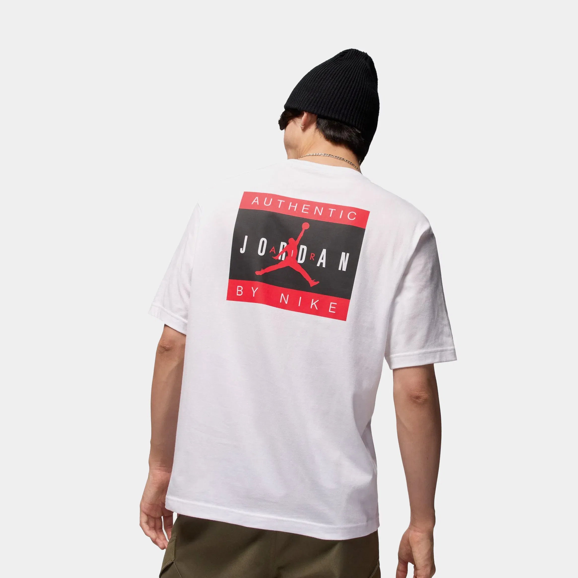 Air Jordan Authentic Brand Mens Short Sleeve Shirt (White/University Red)