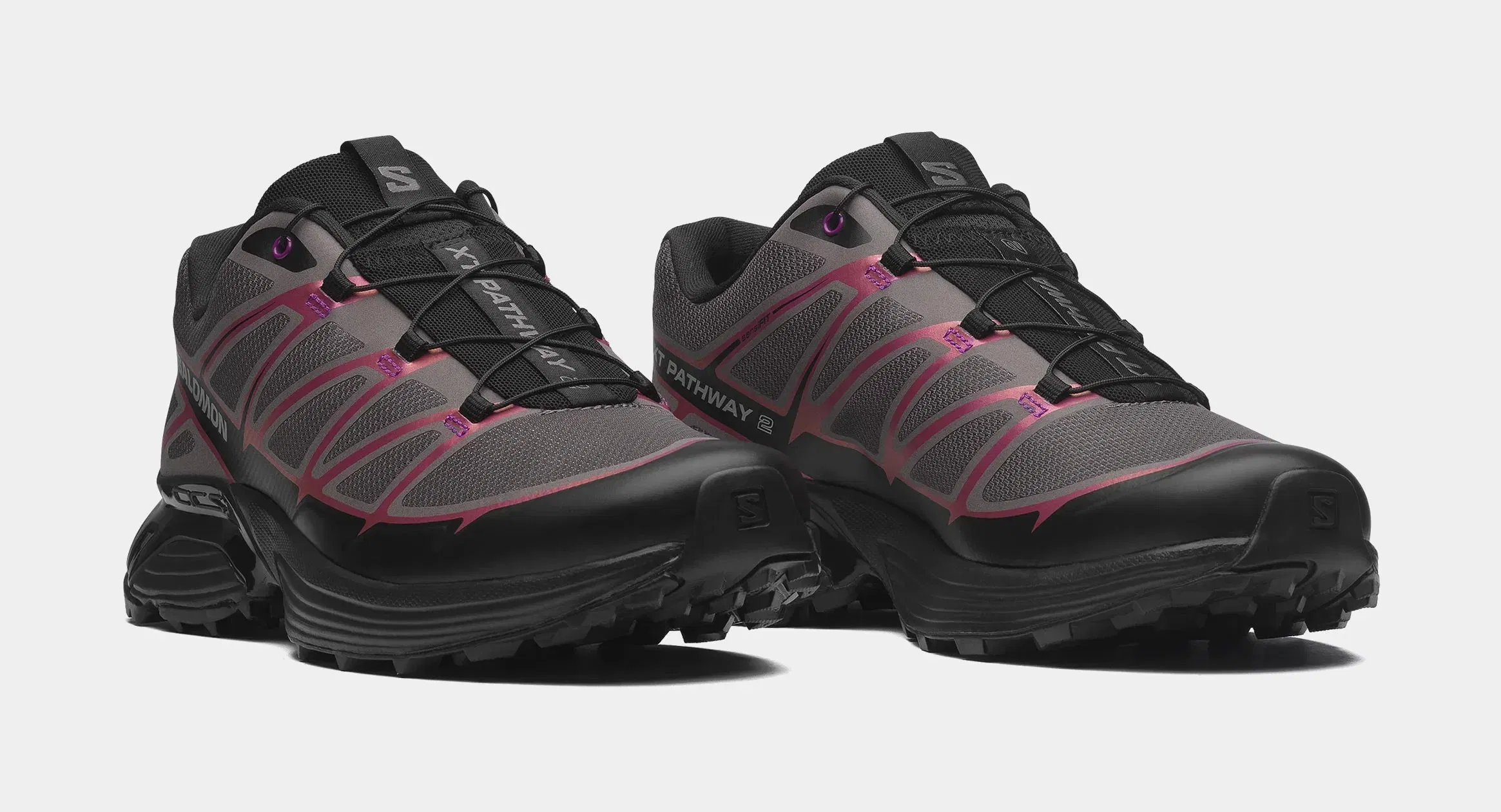 Salomon XT-Pathway 2 Mens Running Shoes (Black/Hollyhock/Plum Perfect)