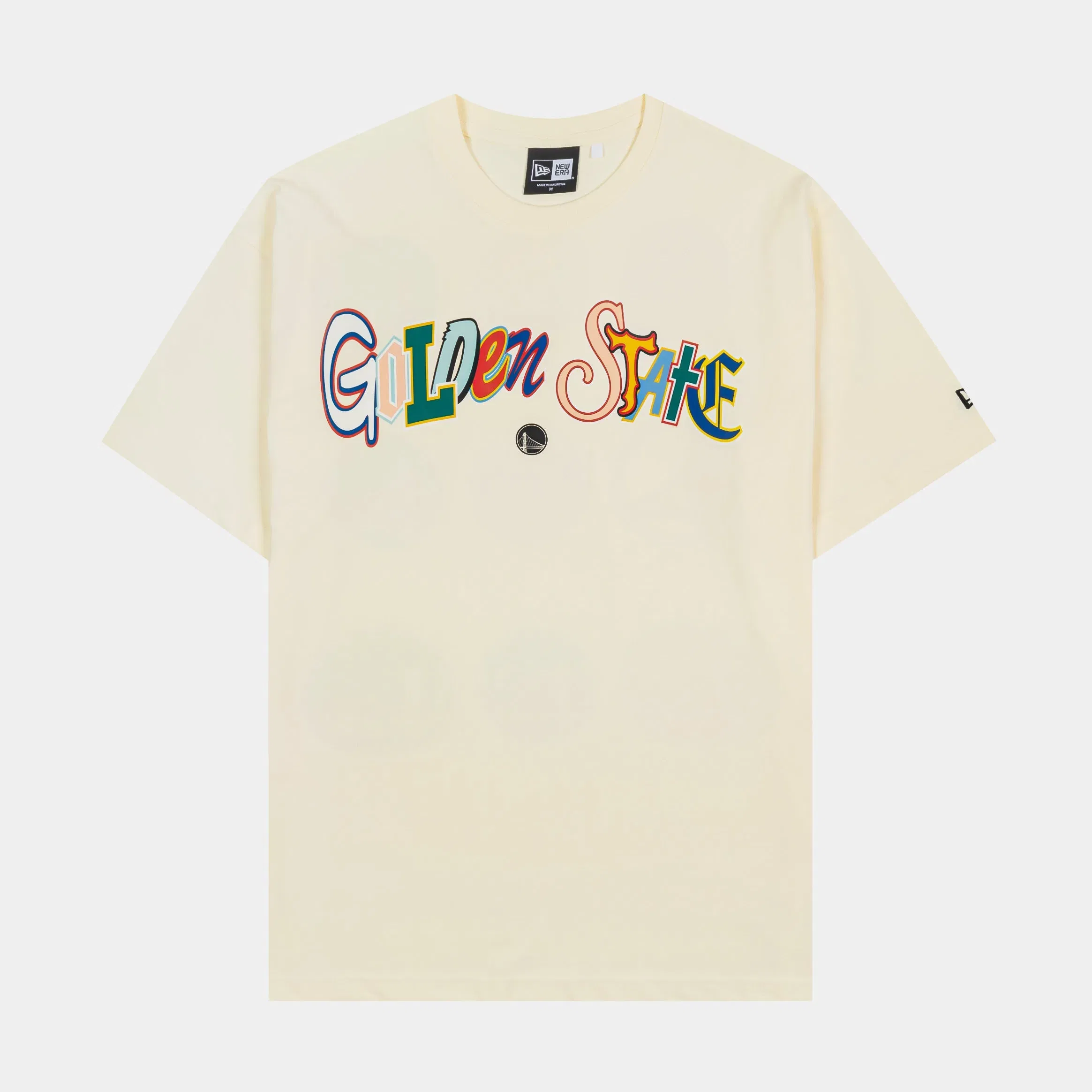 New Era Golden State Warriors Life Graphic Mens Short Sleeve Shirt (Beige/Multi)