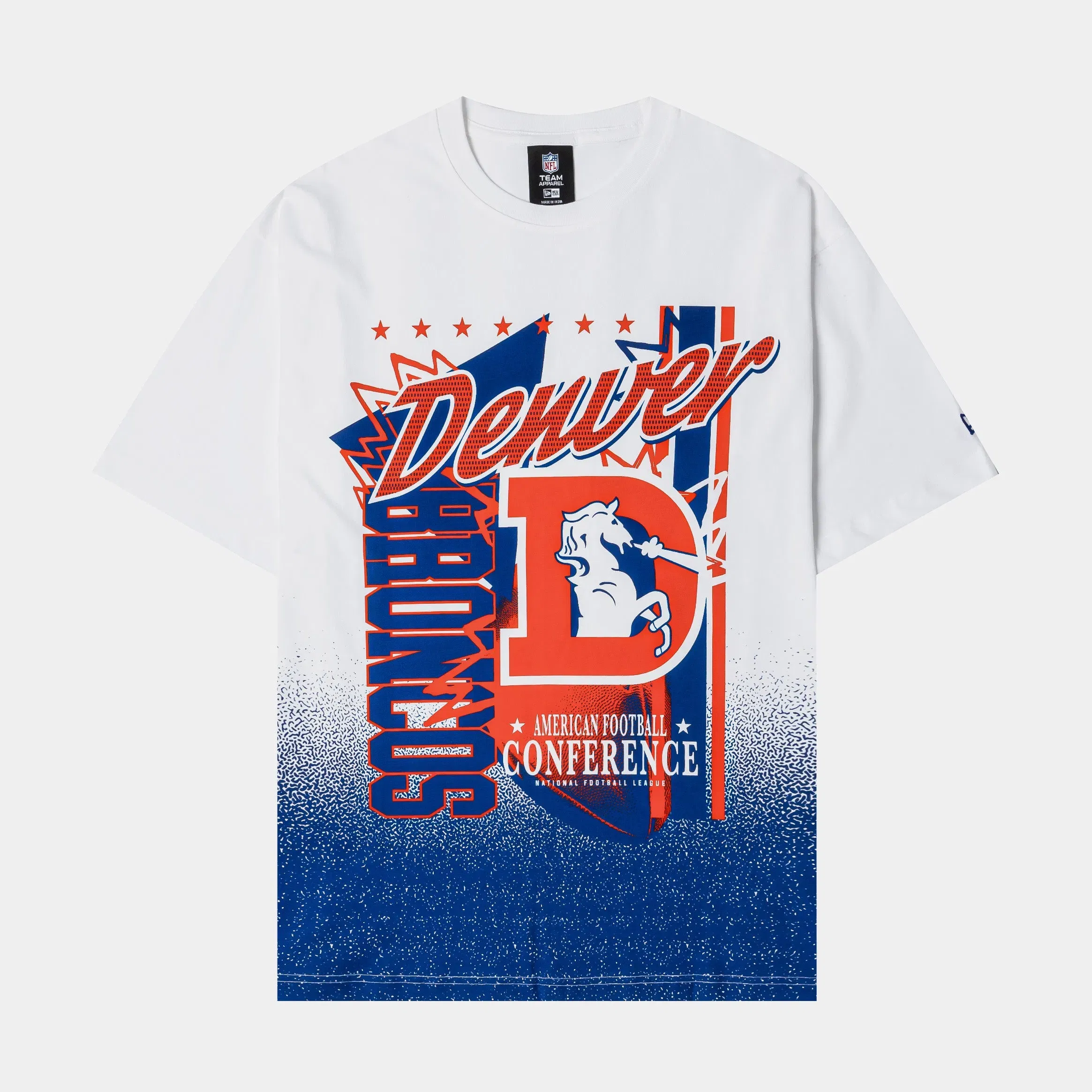 New Era NFL Denver Broncos Gradient Mens Short Sleeve Shirt (White/Multi Color)