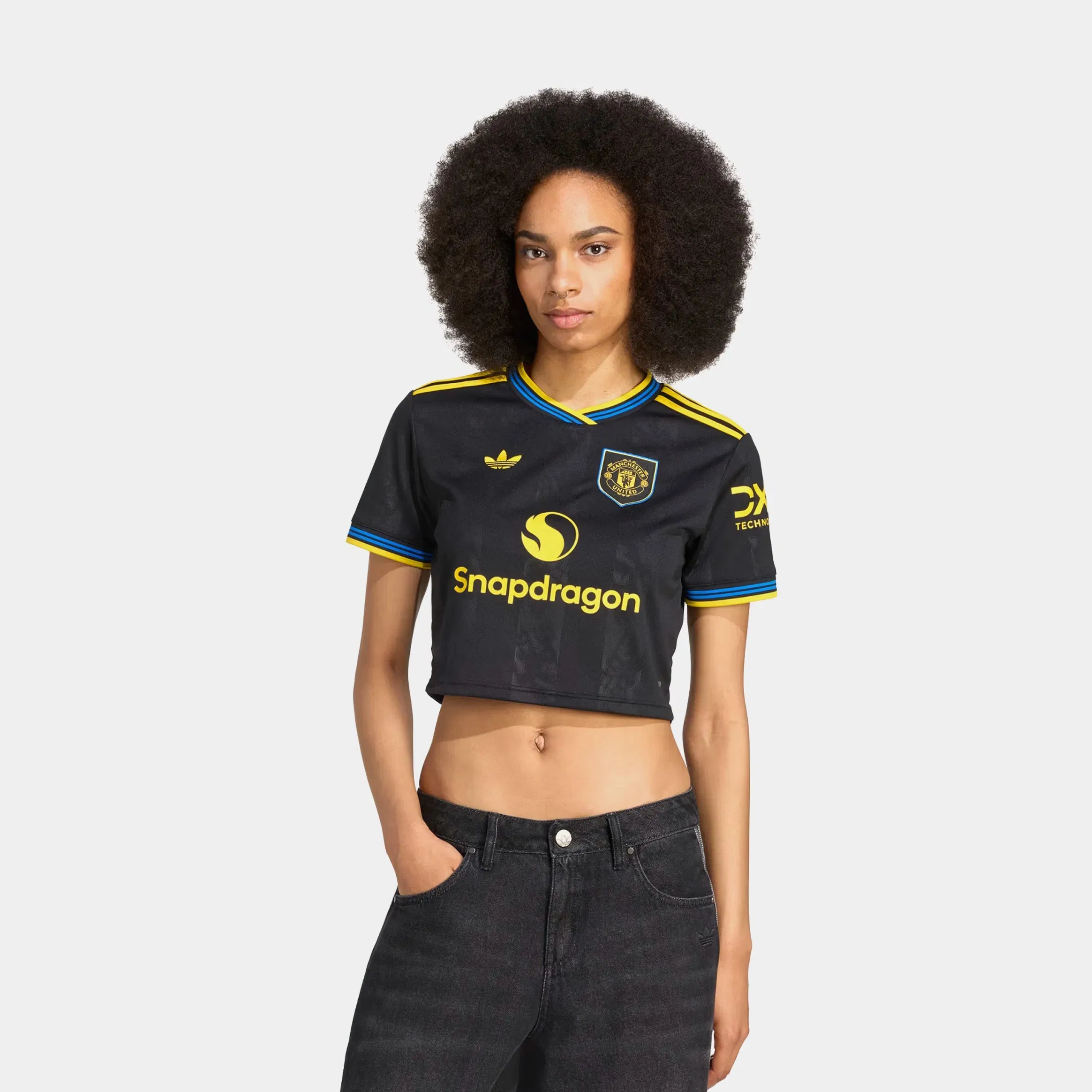 adidas Manchester United 25/26 Cropped Womens Jersey (Black/Yellow)