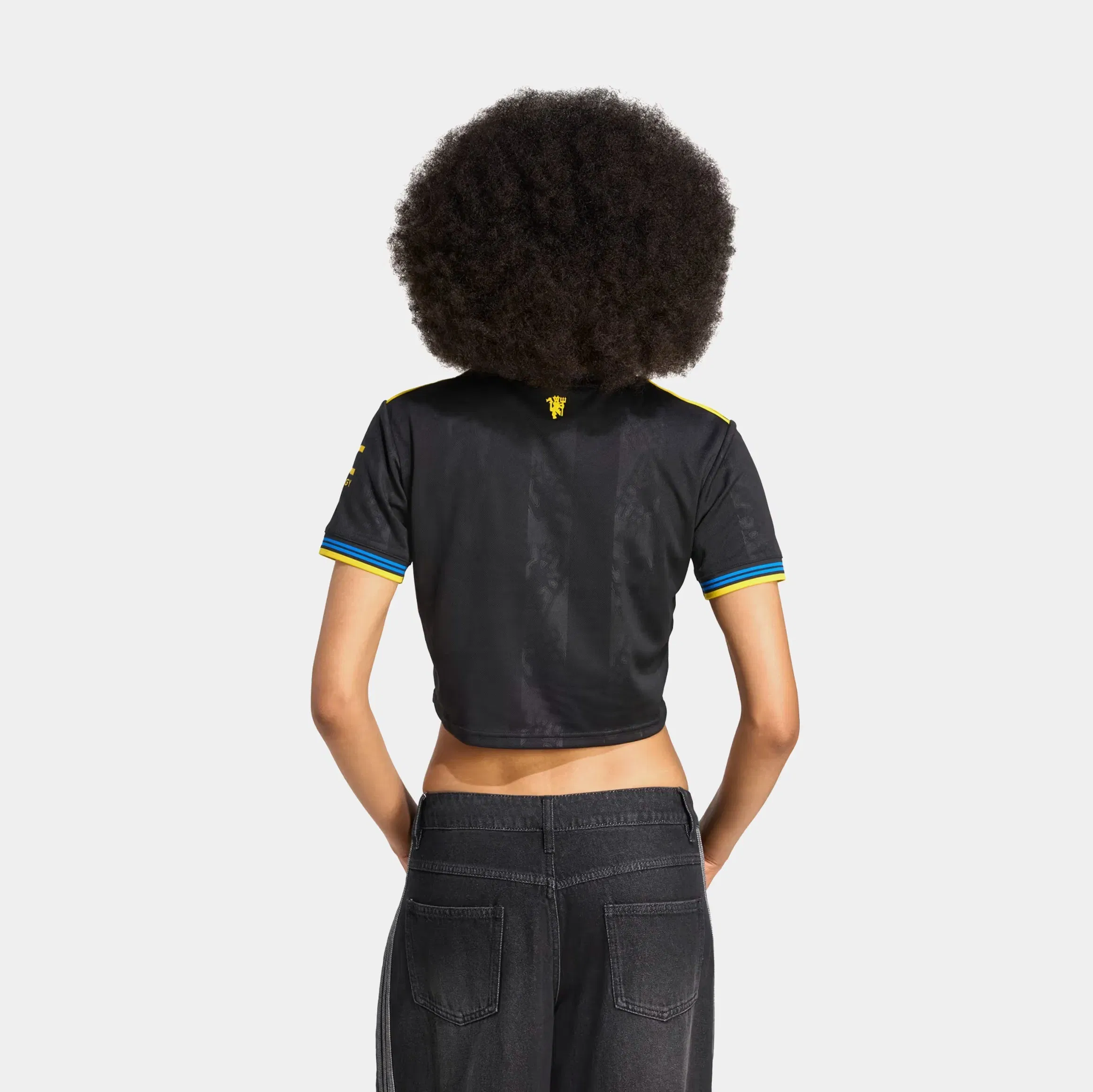 adidas Manchester United 25/26 Cropped Womens Jersey (Black/Yellow)