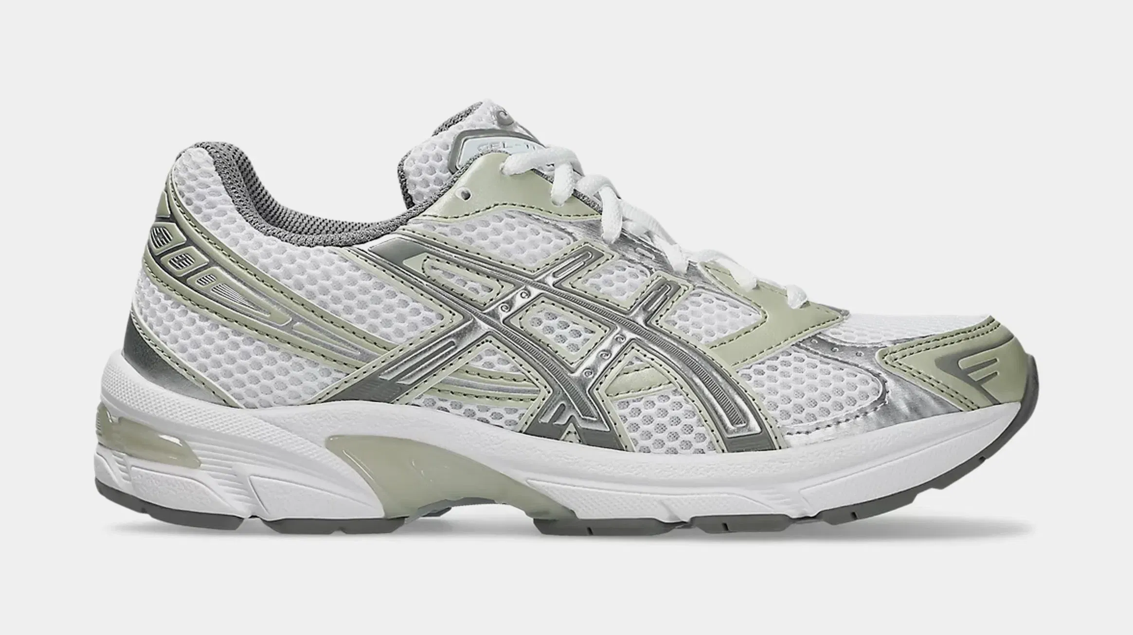 ASICS Gel 1130 Womens Running Shoes (White/Dried Leaf Green)