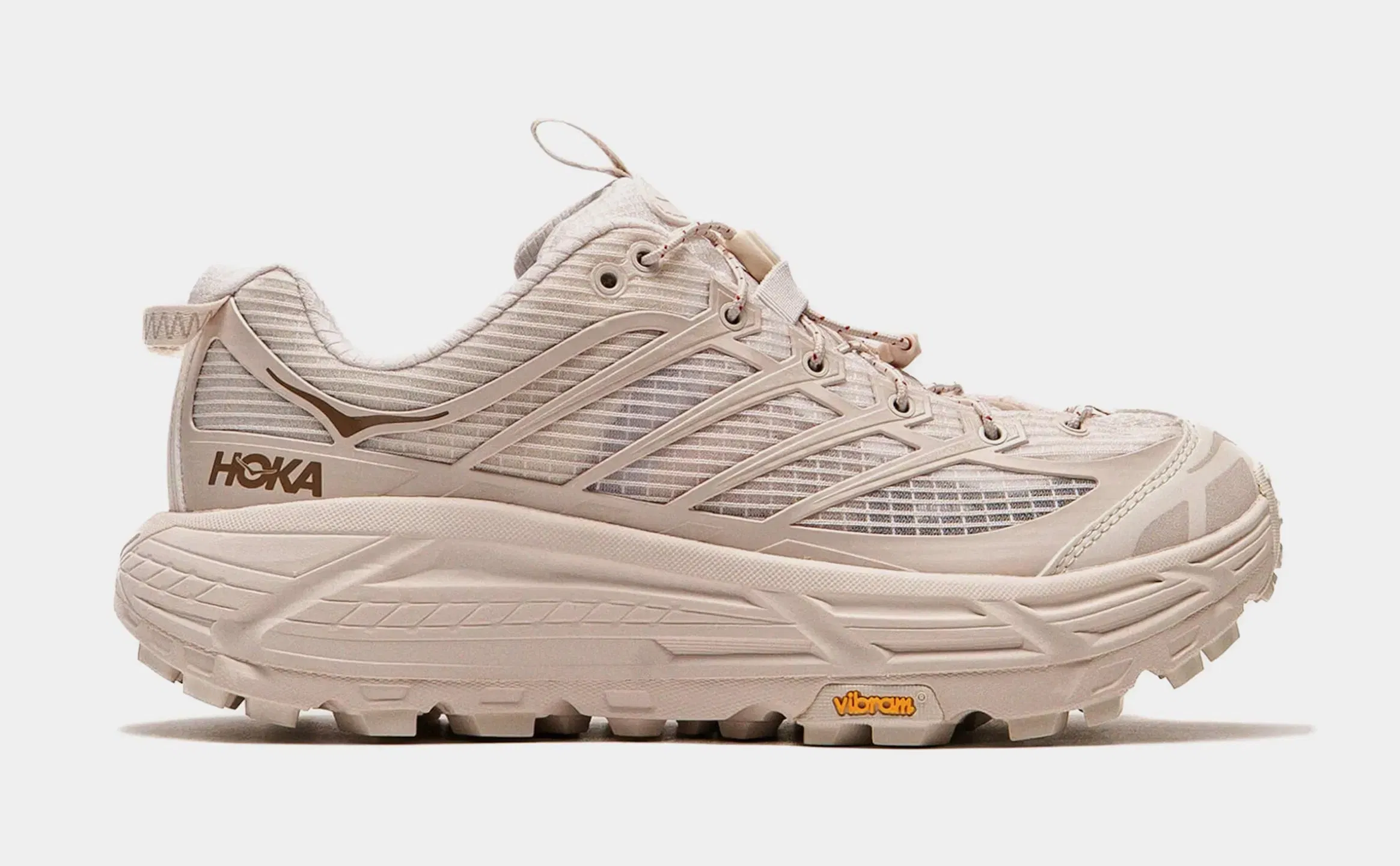 Hoka Mafate Three 2 Grid Womens Running Shoes (Rose Cream/Stucco)