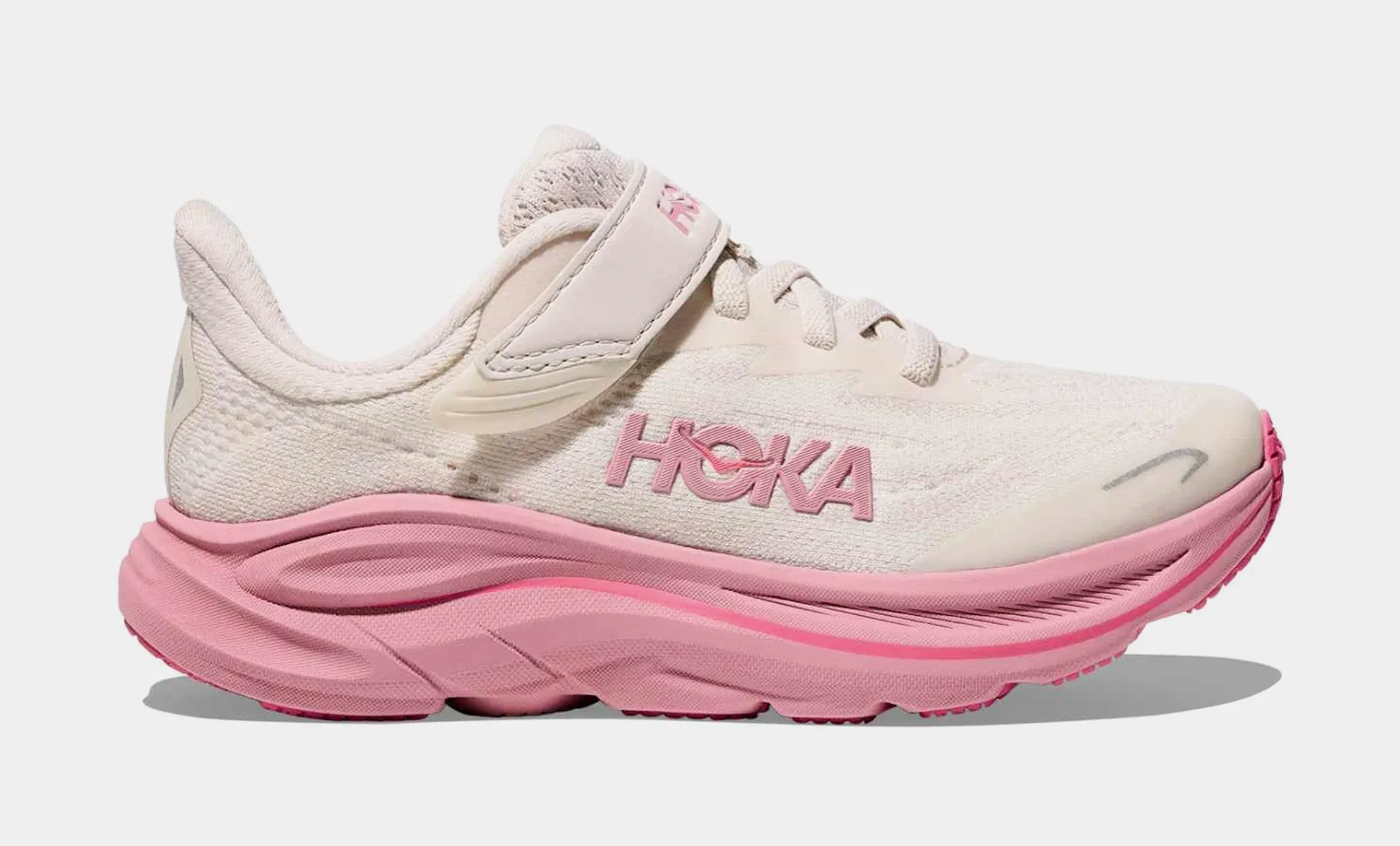 Hoka Clifton 10 Preschool Running Shoes (Beige/Pink)