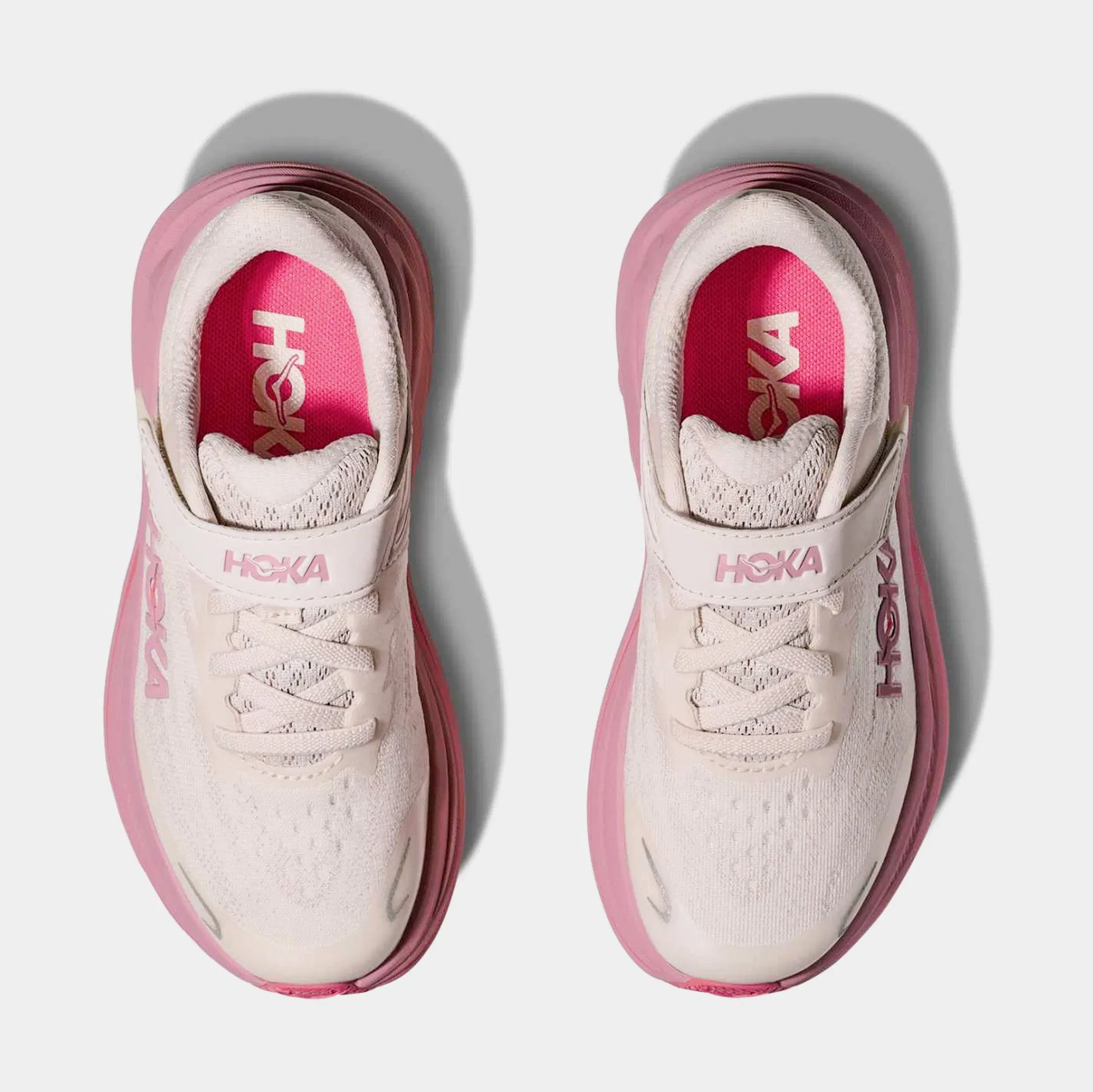 Hoka Clifton 10 Preschool Running Shoes (Beige/Pink)