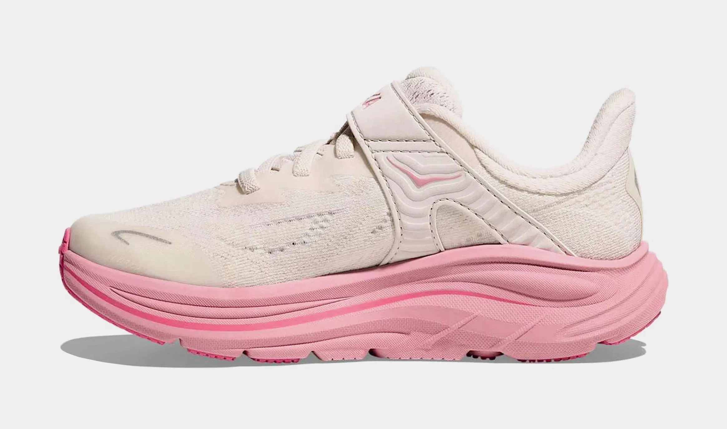 Hoka Clifton 10 Preschool Running Shoes (Beige/Pink)