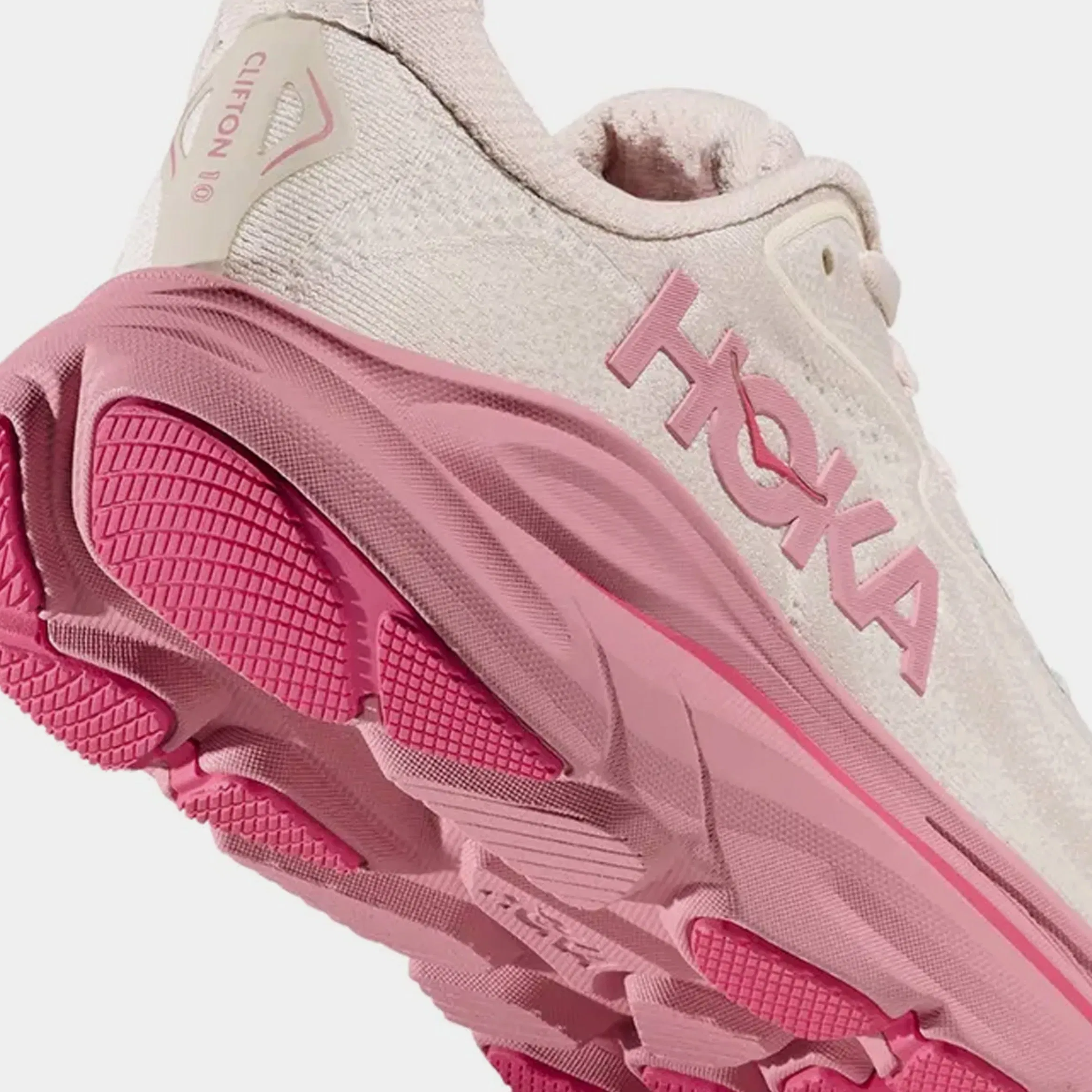 Hoka Clifton 10 Grade School Running Shoes (Rose Cream/Dried Rose)