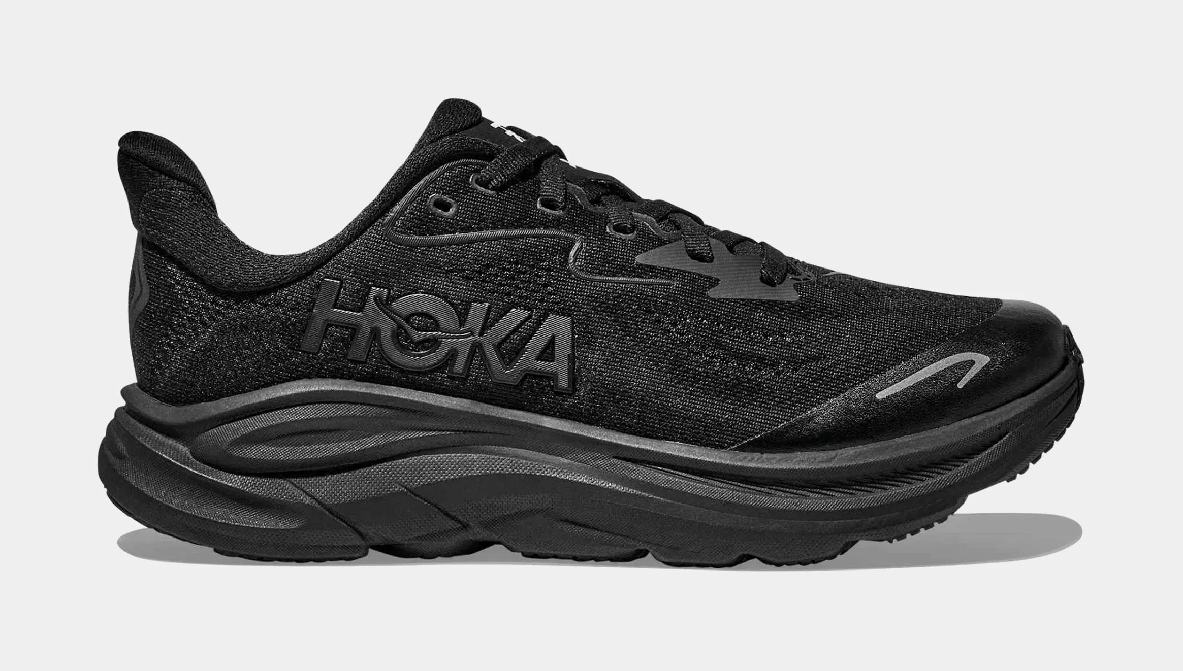 Hoka Clifton 10 Grade School Running Shoes (Black)