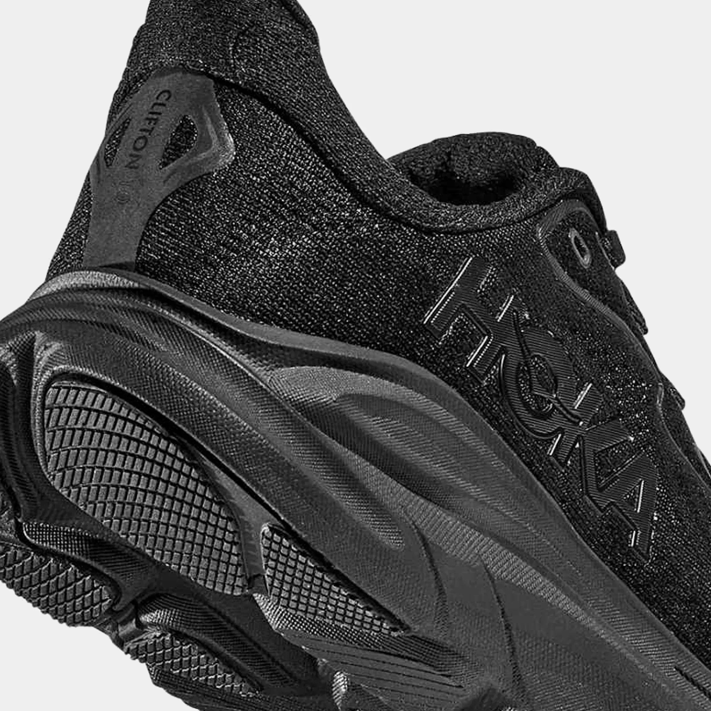 Hoka Clifton 10 Grade School Running Shoes (Black)