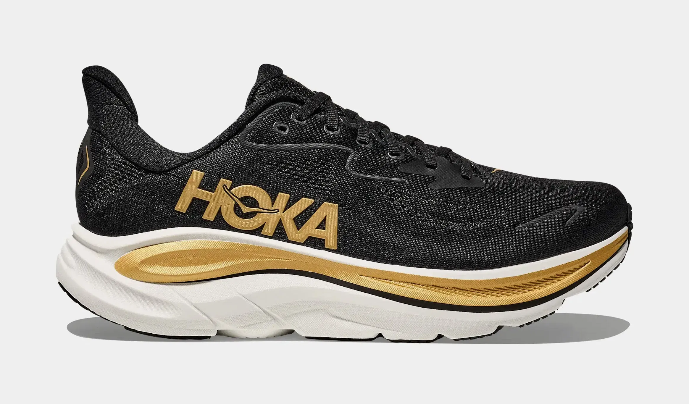 Hoka Clifton 10 Mens Running Shoes (Black/Gold)