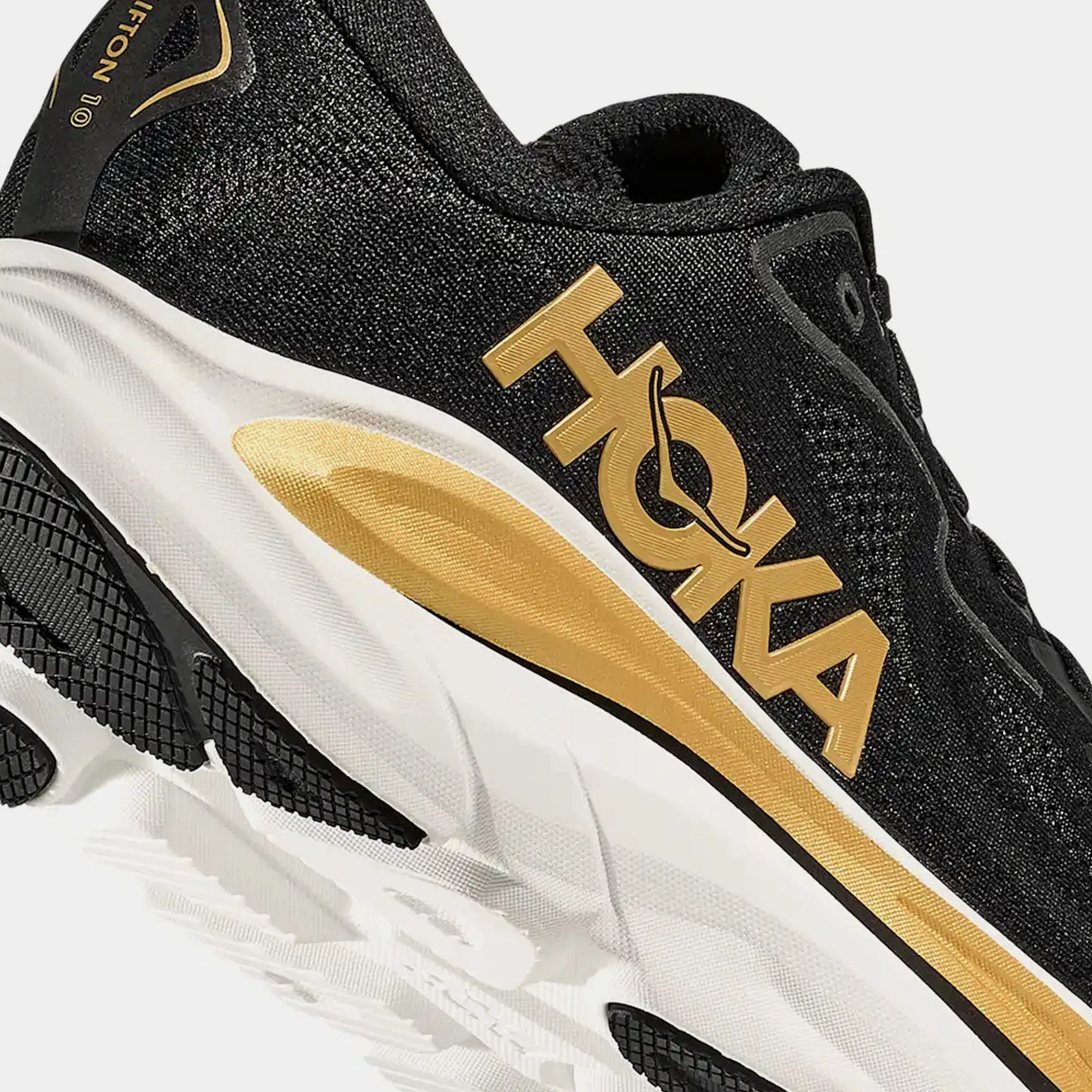 Hoka Clifton 10 Mens Running Shoes (Black/Gold)