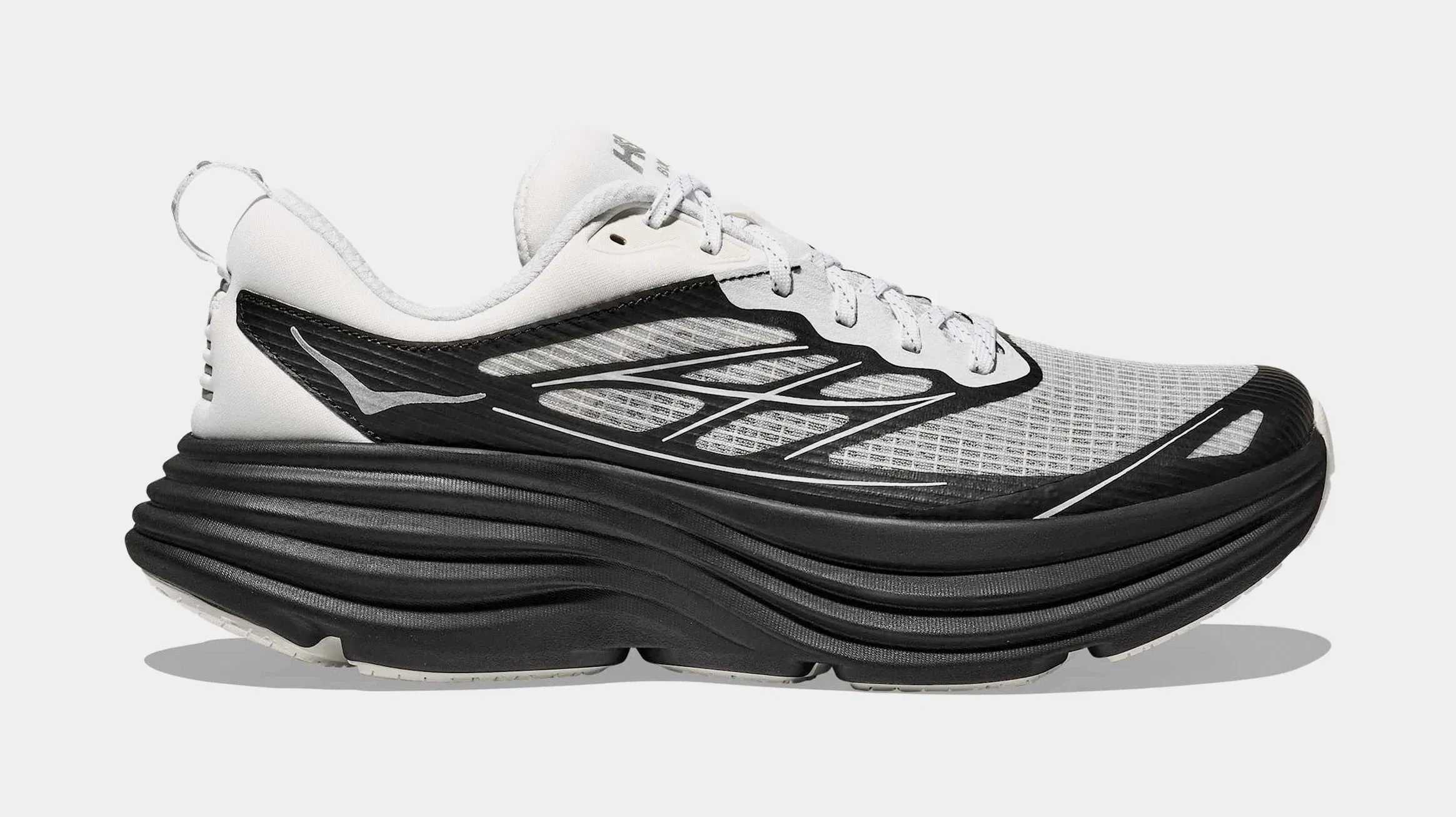 Hoka Bondi 8 Caged Mens Running Shoes (Frost/Black)