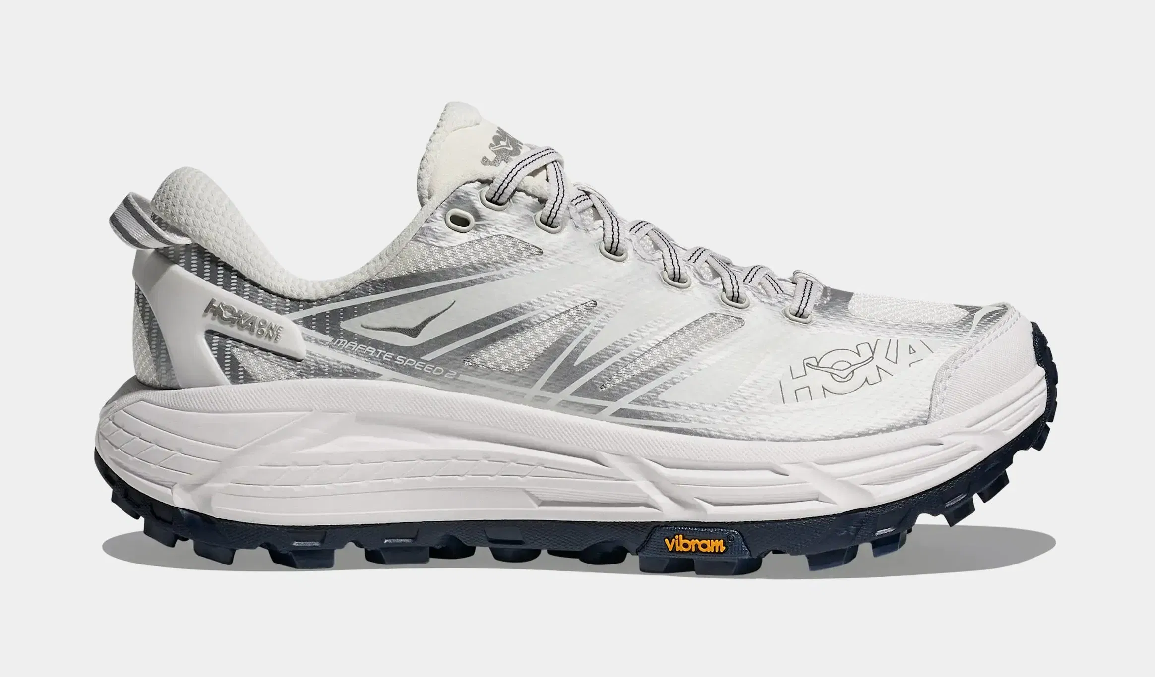 Hoka Mafate Speed 2 Mens Running Shoes (White/Silver)