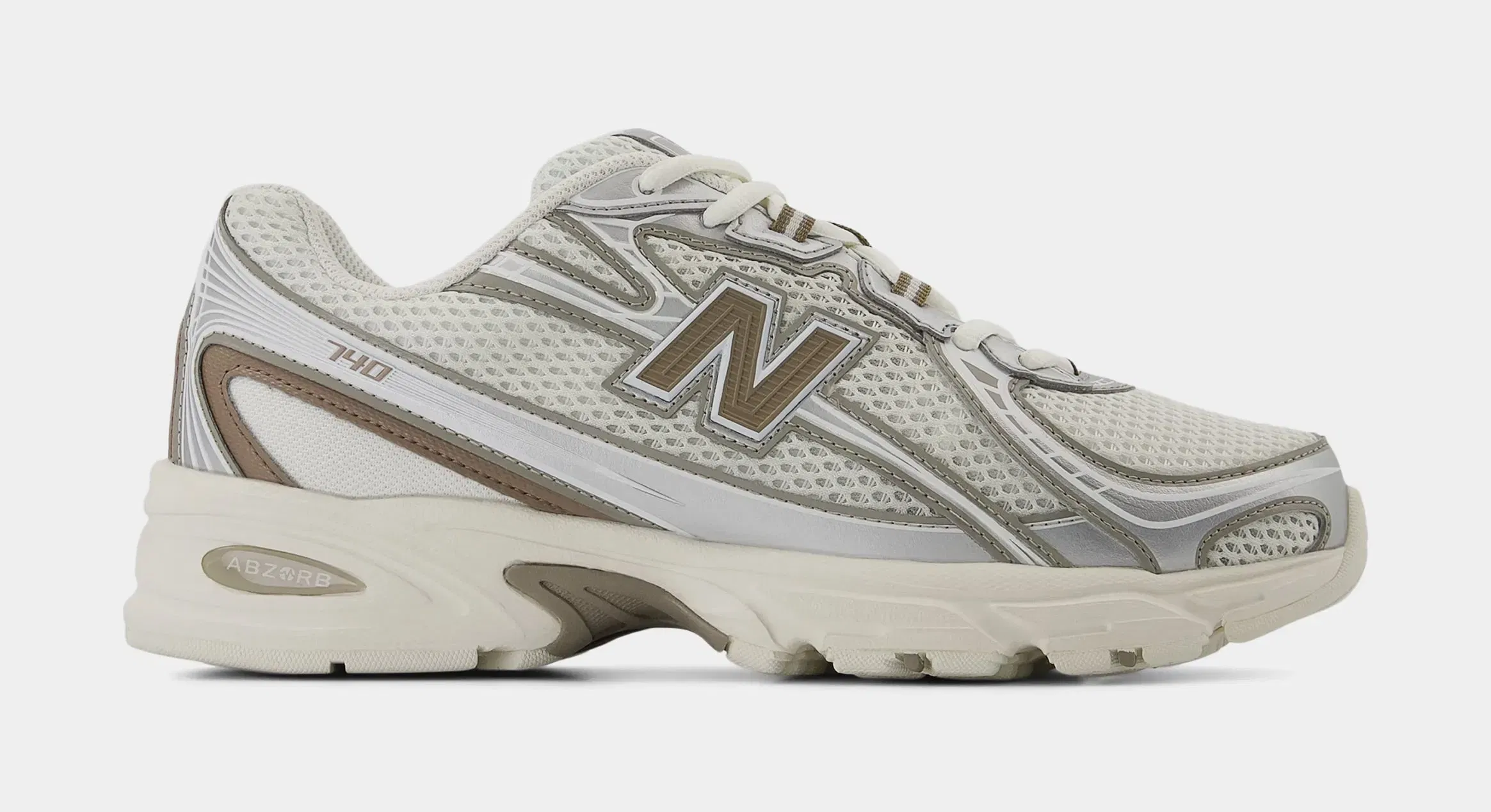 NEWBALANCE 740 Mens Running Shoes (Sea Salt/Arid Stone/Silver Metallic/Mushroom)