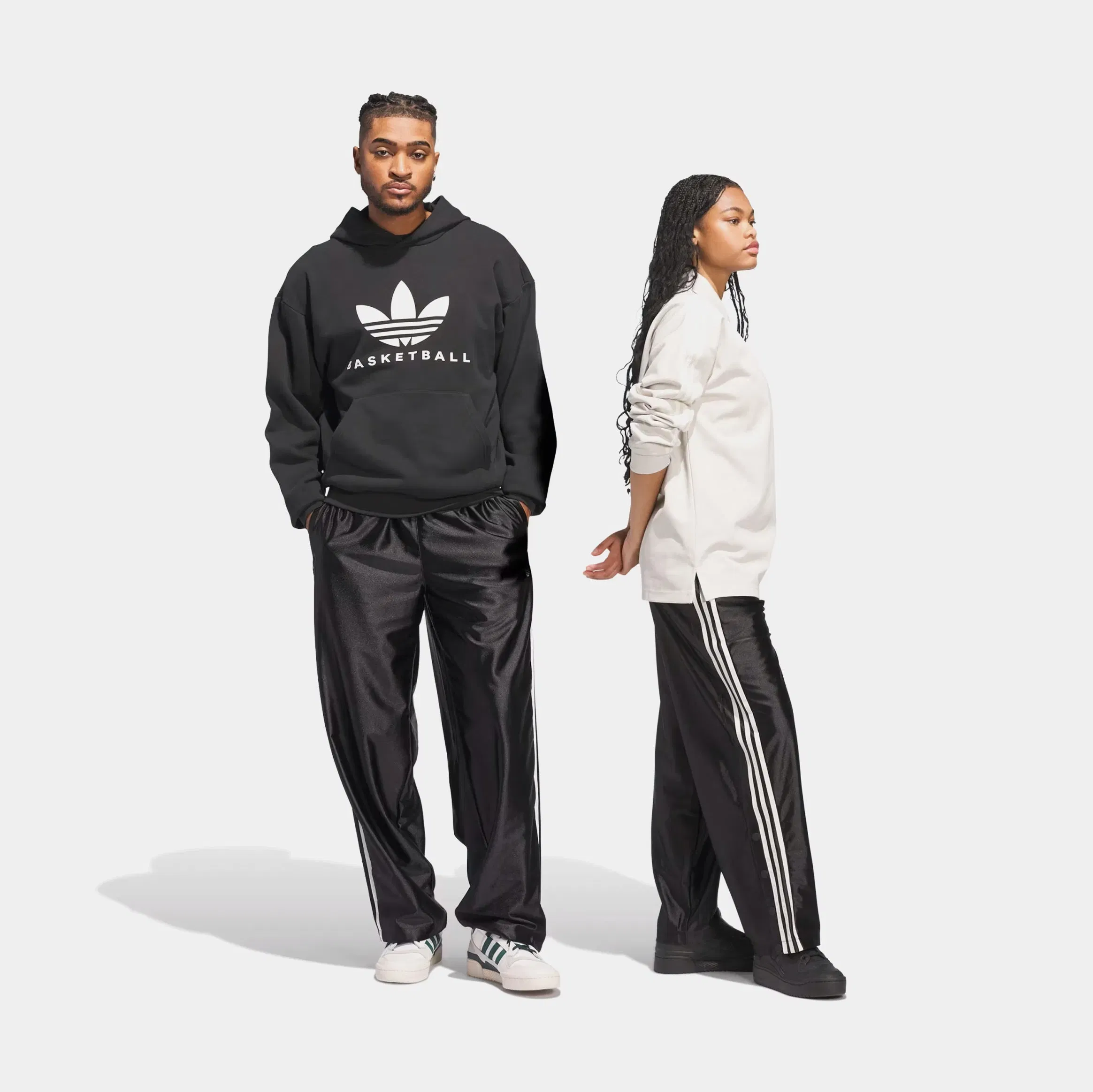 adidas Basketball Tear Away Track Mens Pants (Black/Beige)
