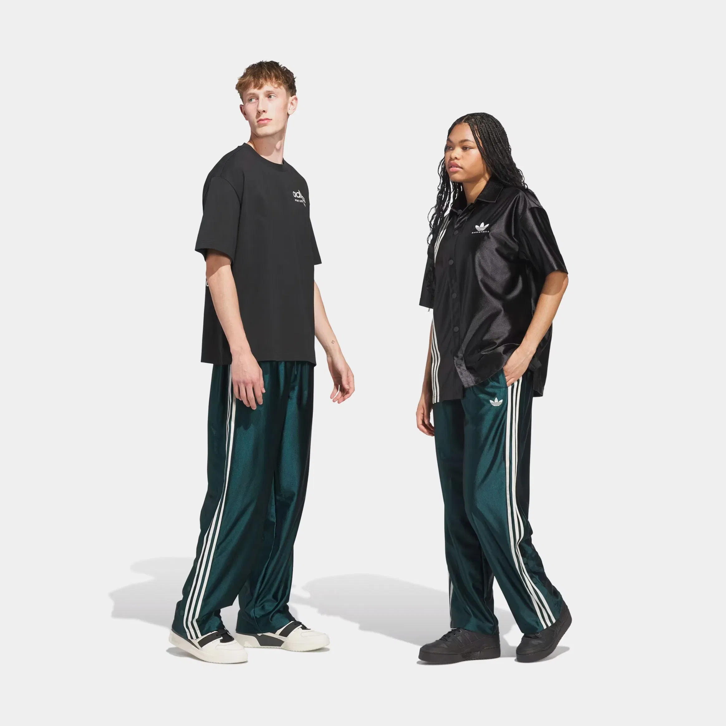 adidas Basketball Tear Away Track Mens Pants (Green/Beige)