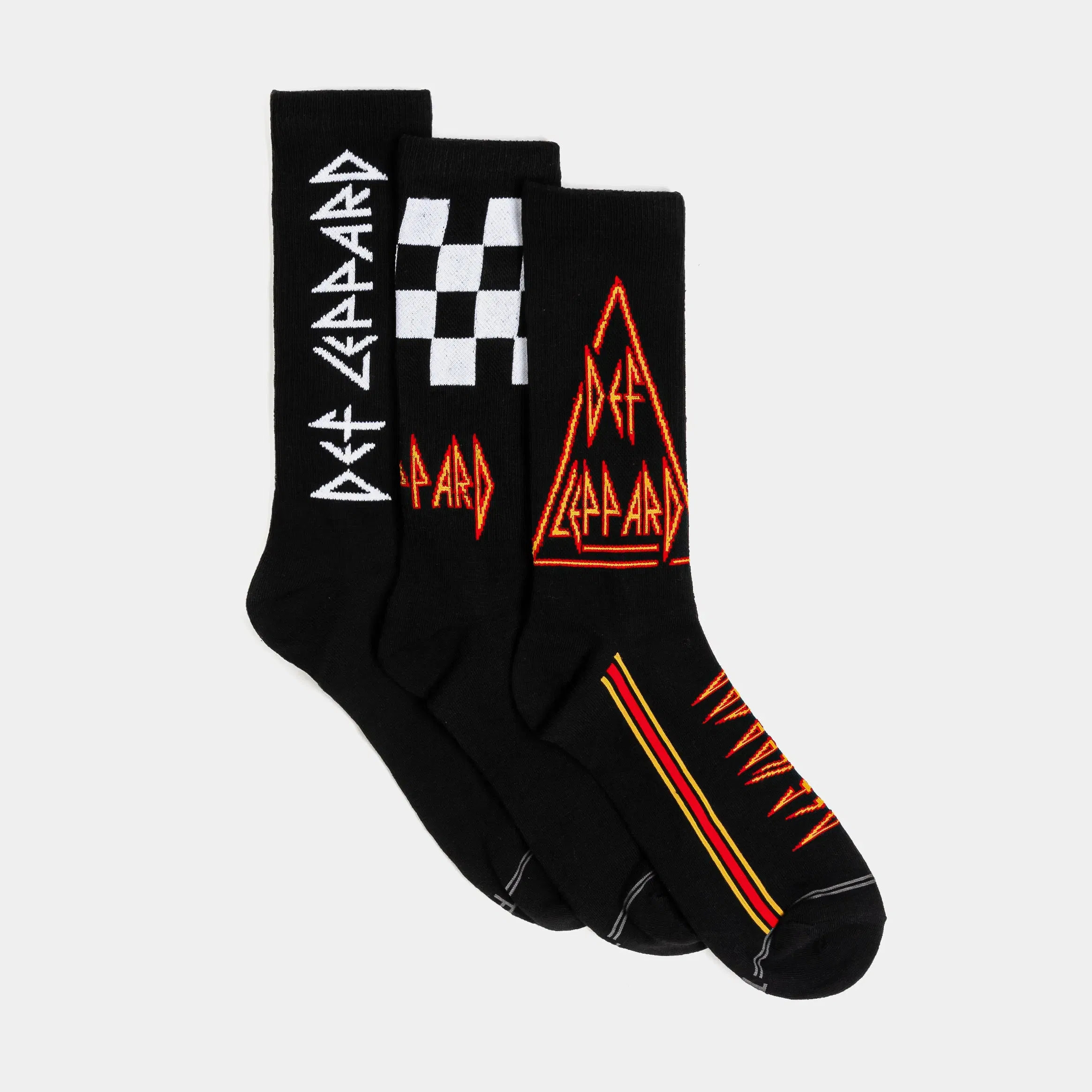 PERRI'S SOCKS Def Leopard Logo 3 Pack Crew Mens Sock (Black/White)
