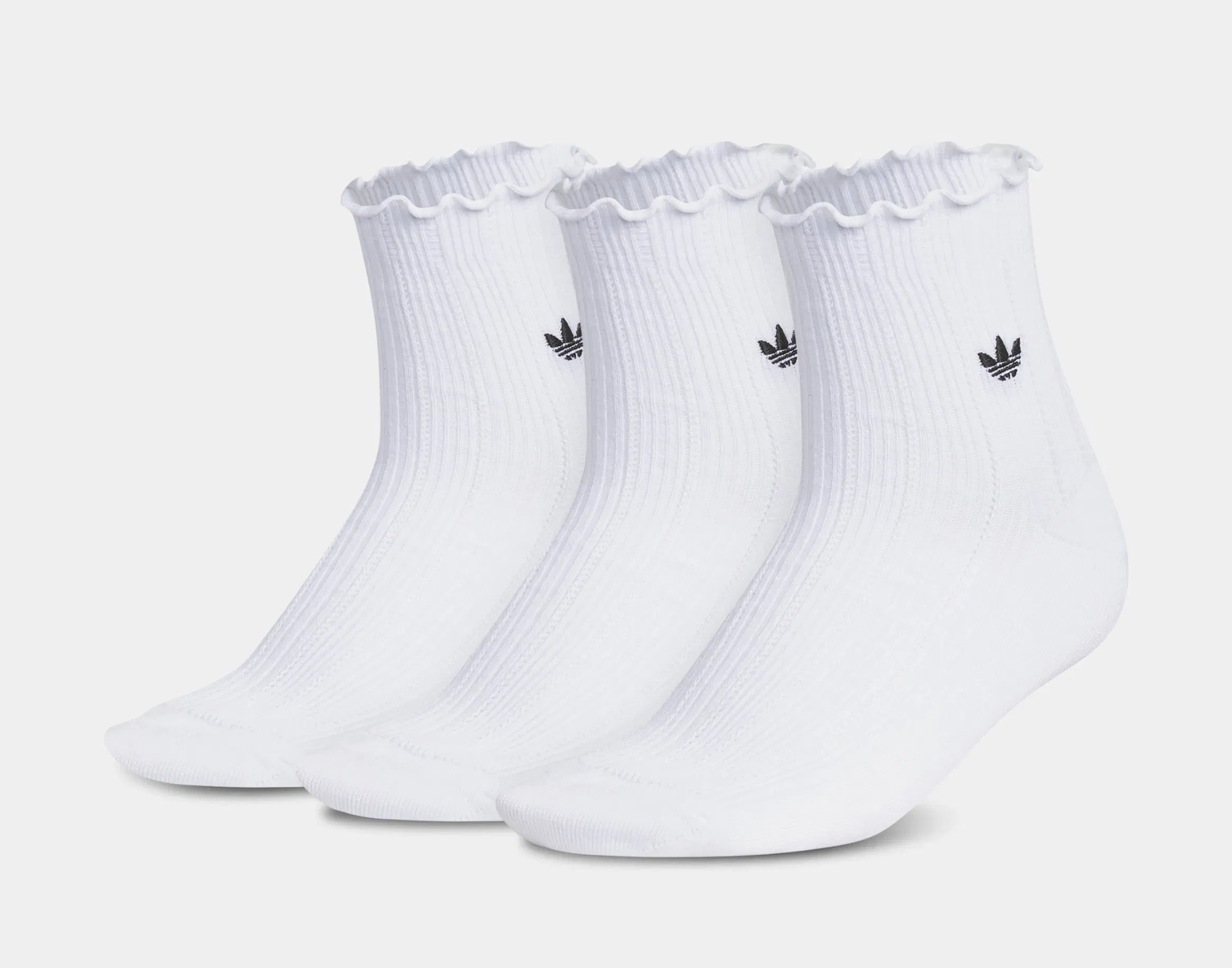 adidas Originals Ruffle Quarter 3 Pack Womens Socks (White/Black)