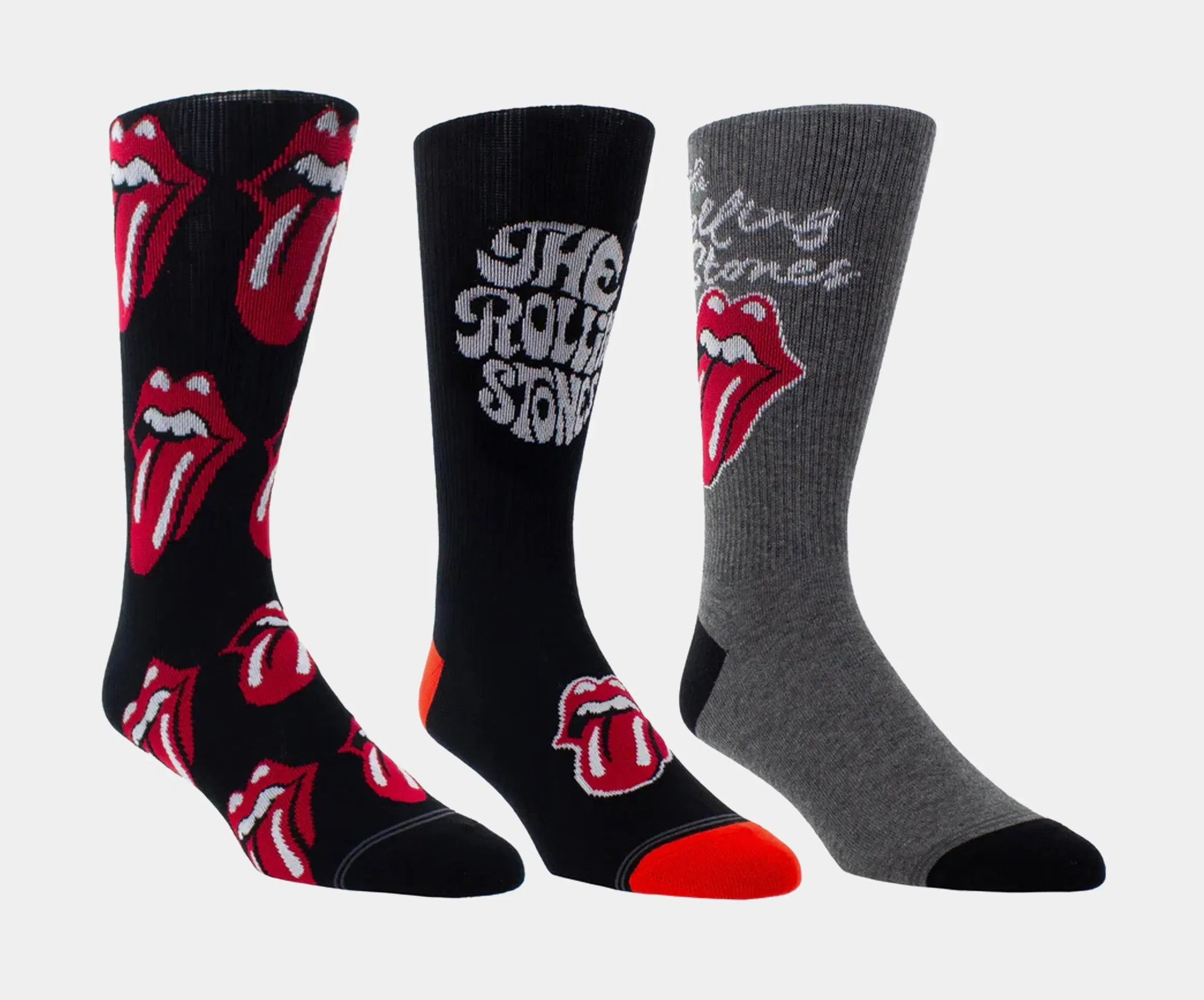 PERRI'S SOCKS The Rolling Stone Assorted 3 Pack Crew Mens Socks (Black/Grey/Red)