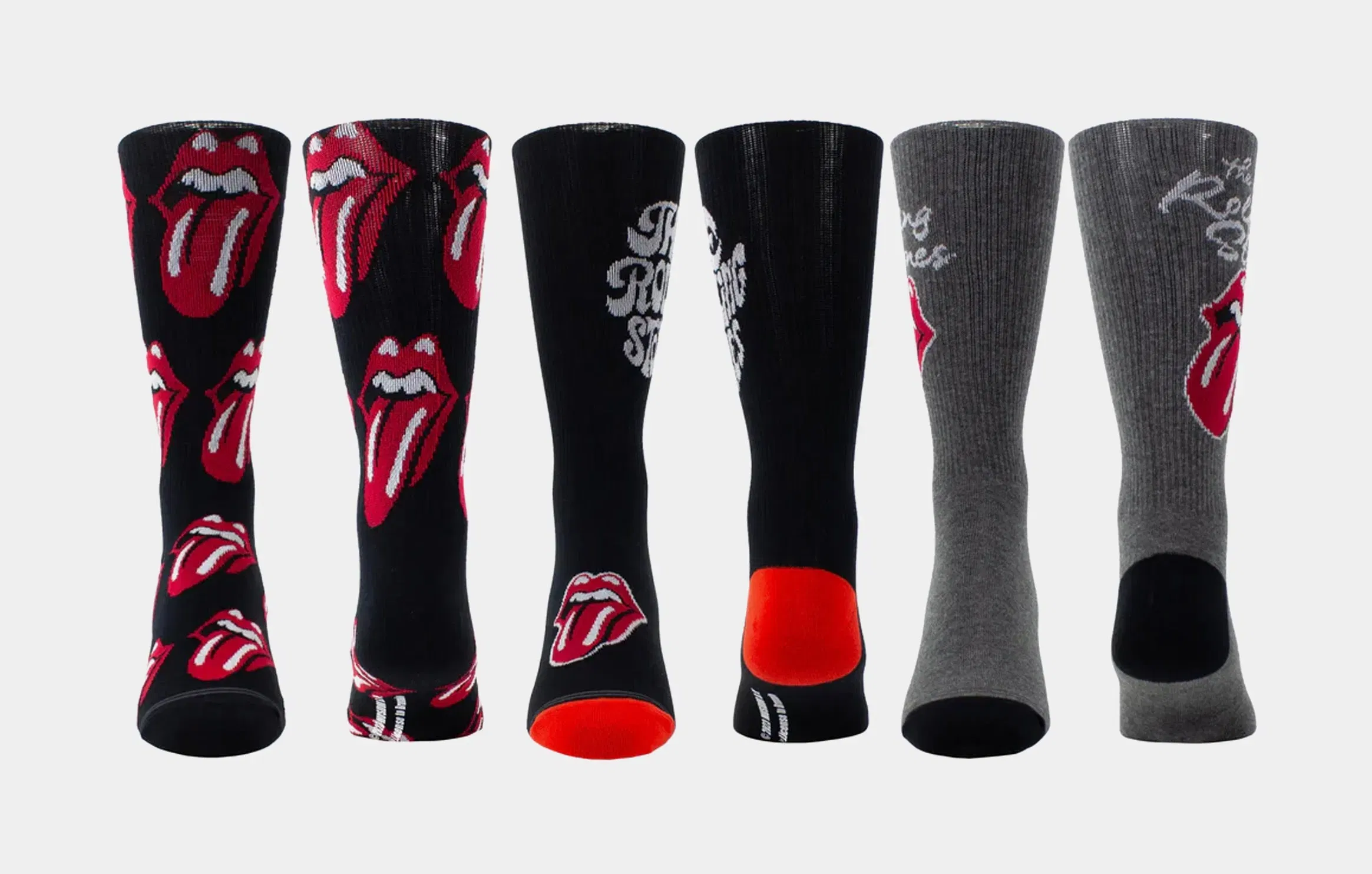 PERRI'S SOCKS The Rolling Stone Assorted 3 Pack Crew Mens Socks (Black/Grey/Red)
