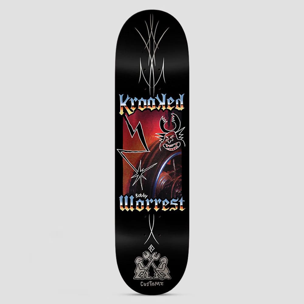 Krooked 8.38 Worrest Chrome Zone Twin Tail Skateboard Deck Black