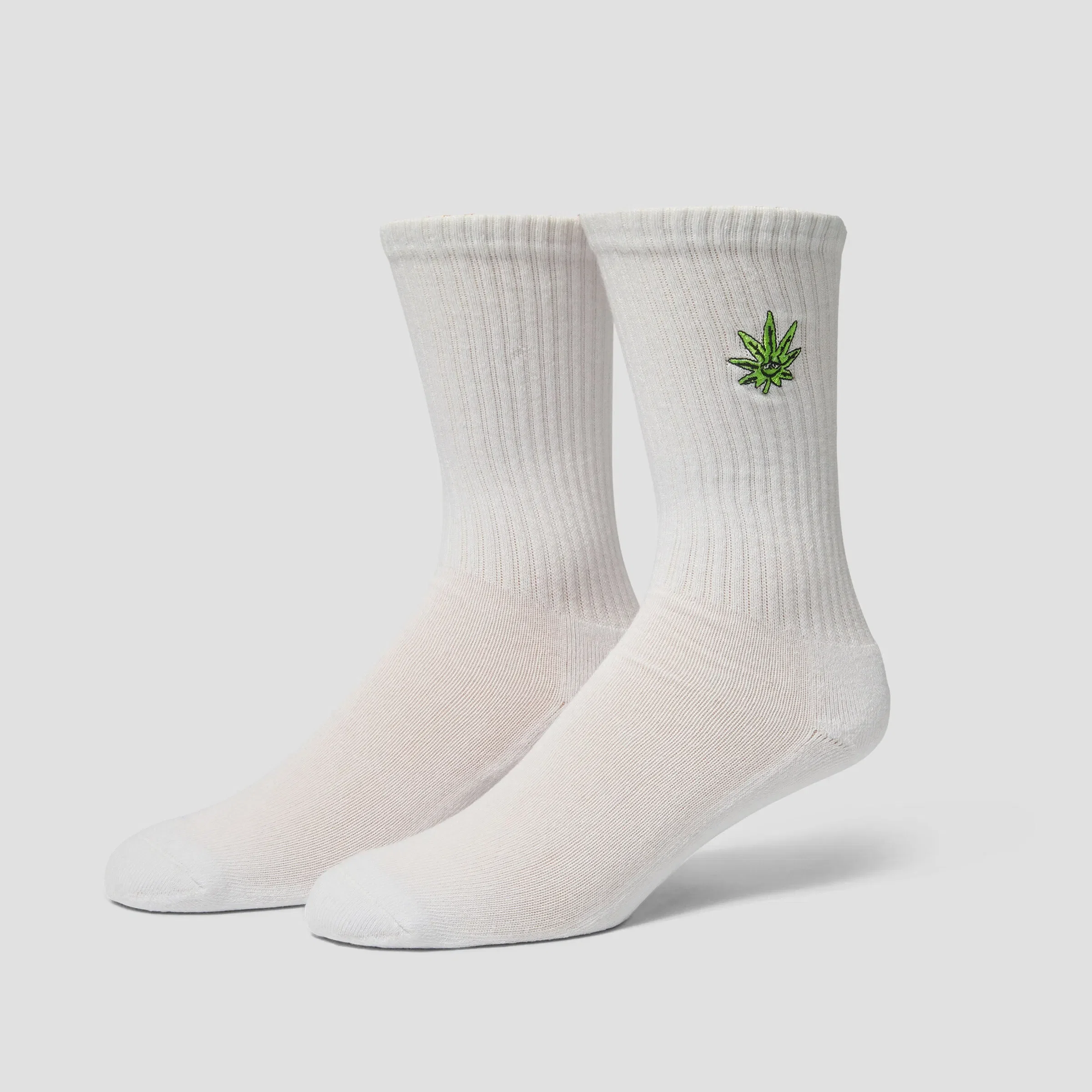 HUF Green Buddy Embroidered Sock White