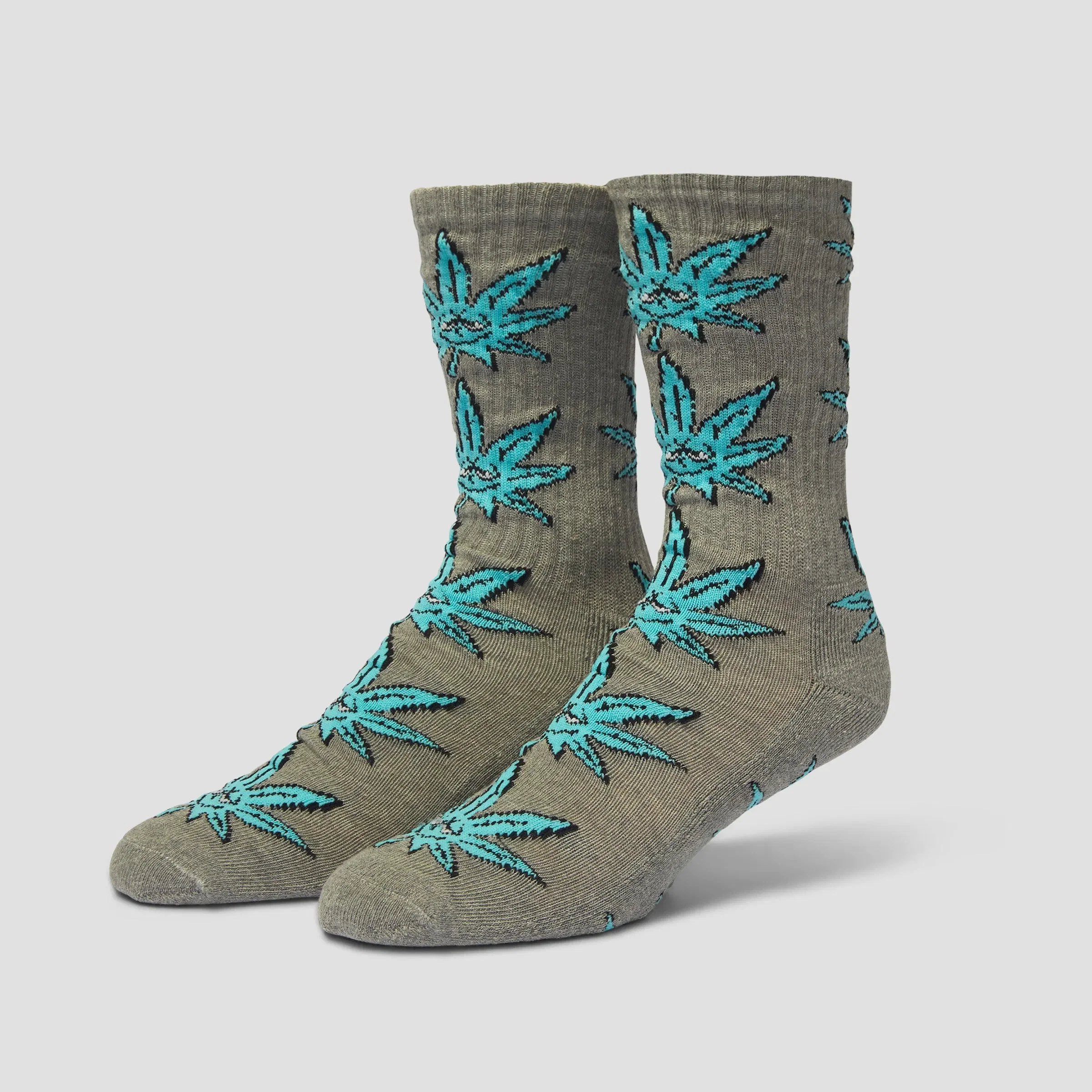 HUF Green Buddy Crew Sock Heather Grey