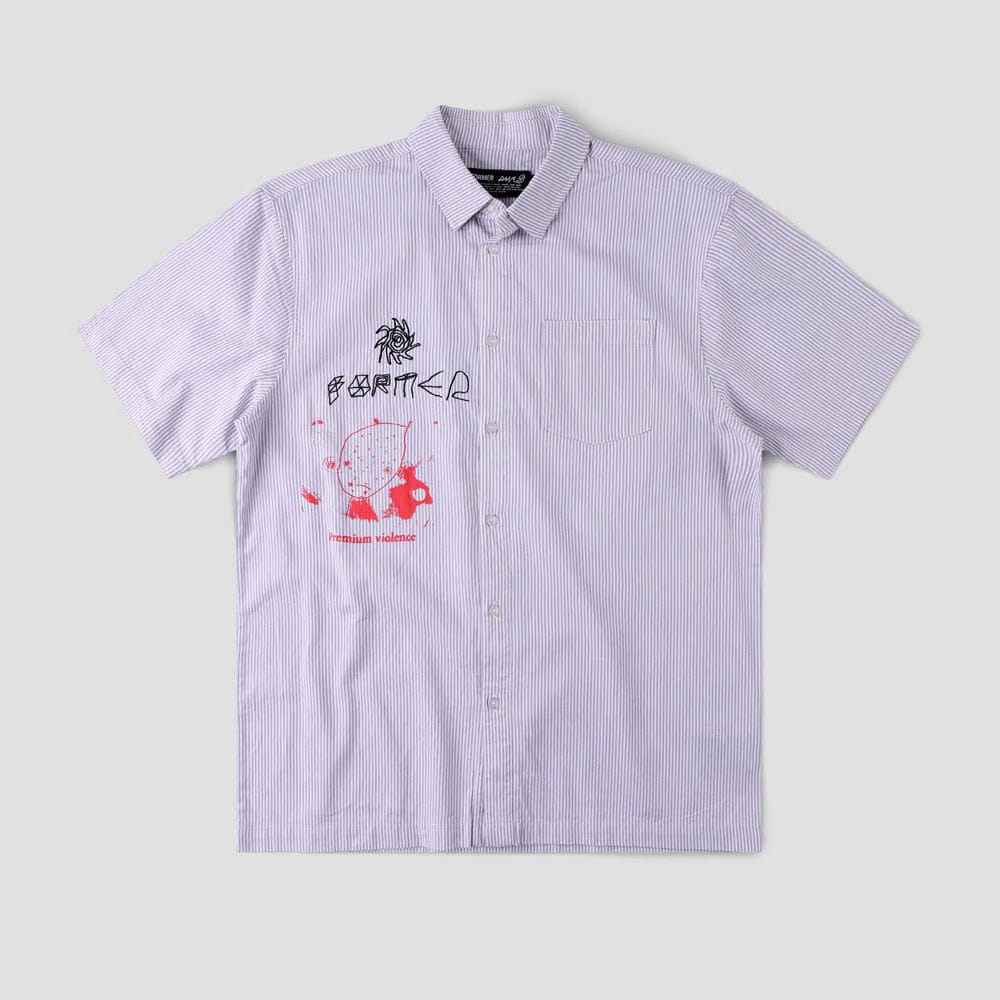 Former DXD Reynolds Stripe Shortsleeve Shirt Grey