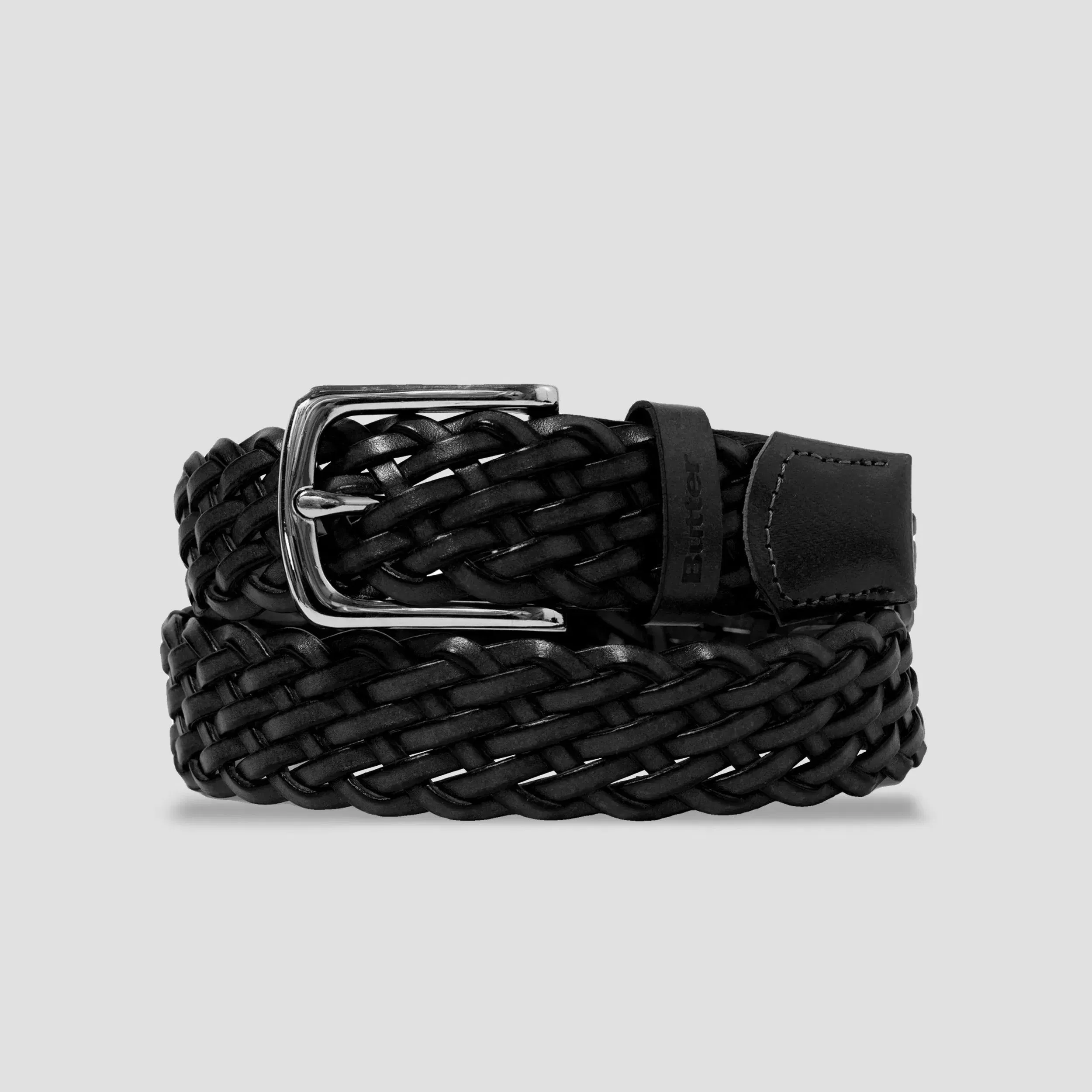 Butter Goods Leather Braided Belt Black