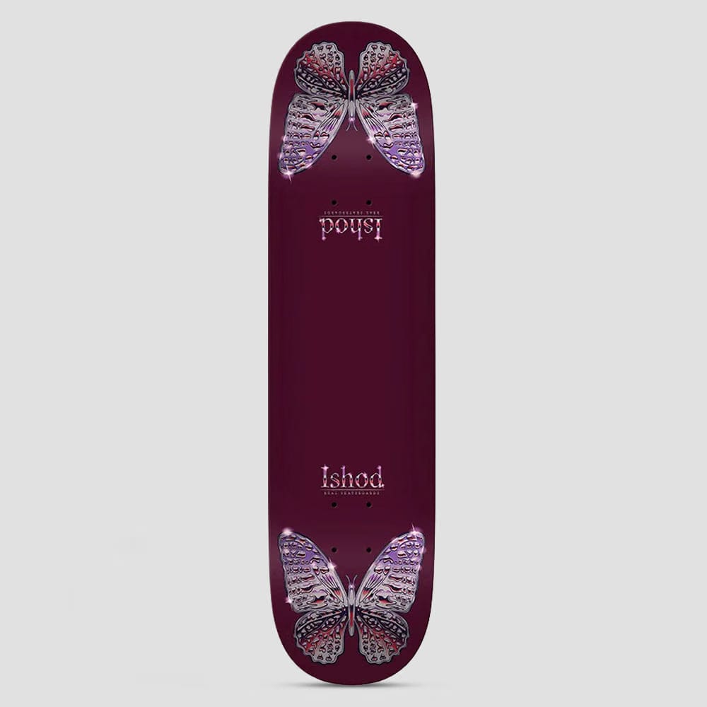 Real 8.0 Ishod Mariposa Chrome Redux Twin Tail Skateboard Deck Maroon
