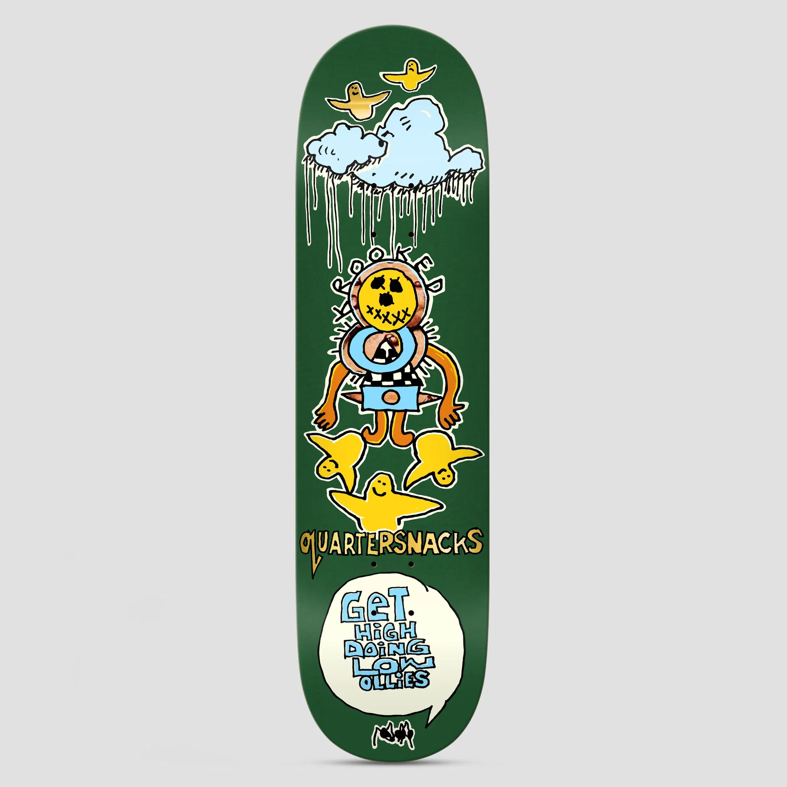 Krooked x Quartersnacks 8.25 Get High Skateboard Deck Olive