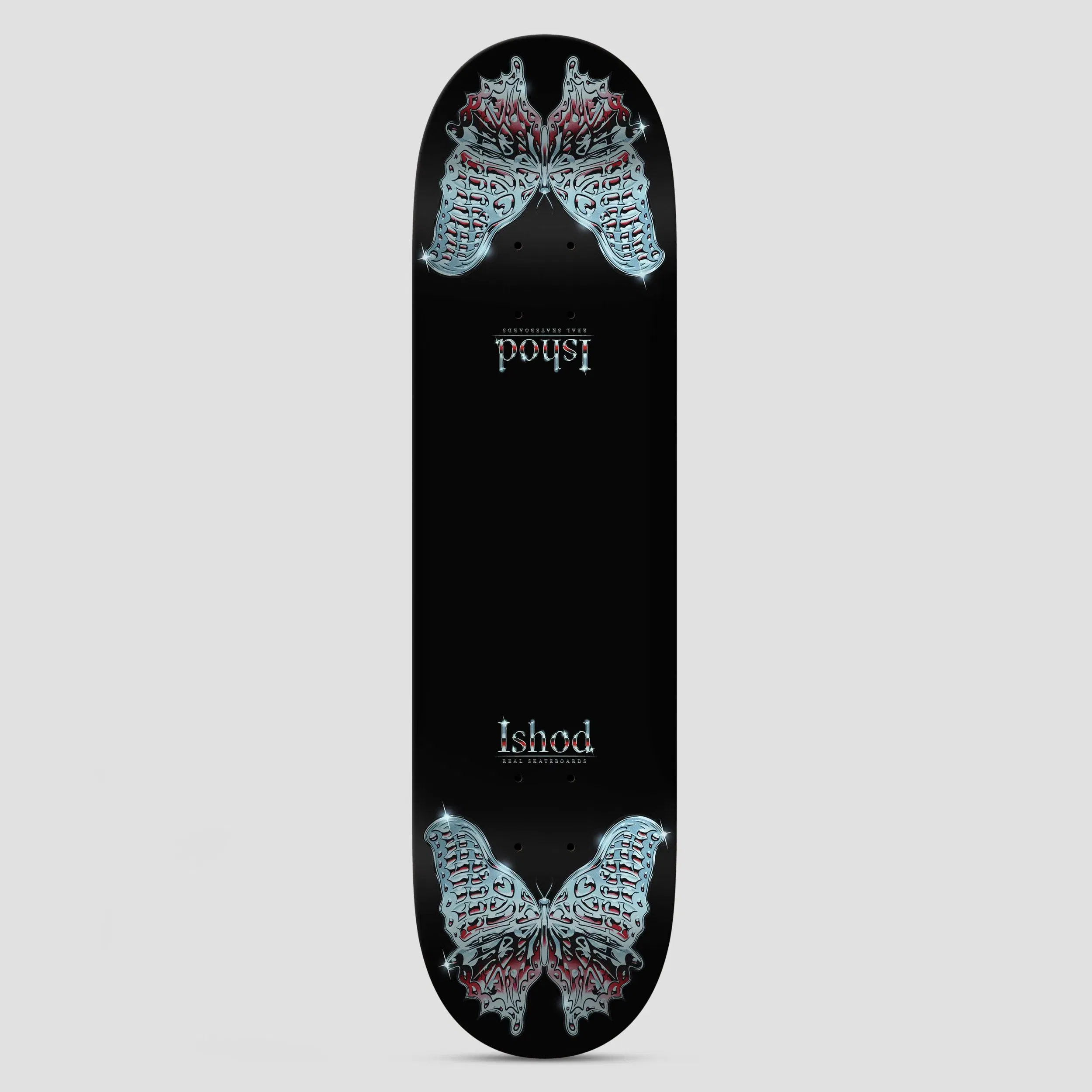 Real 8.38 Twin Tail Ishod Mariposa Chrome Redux DBX Skateboard Deck Black
