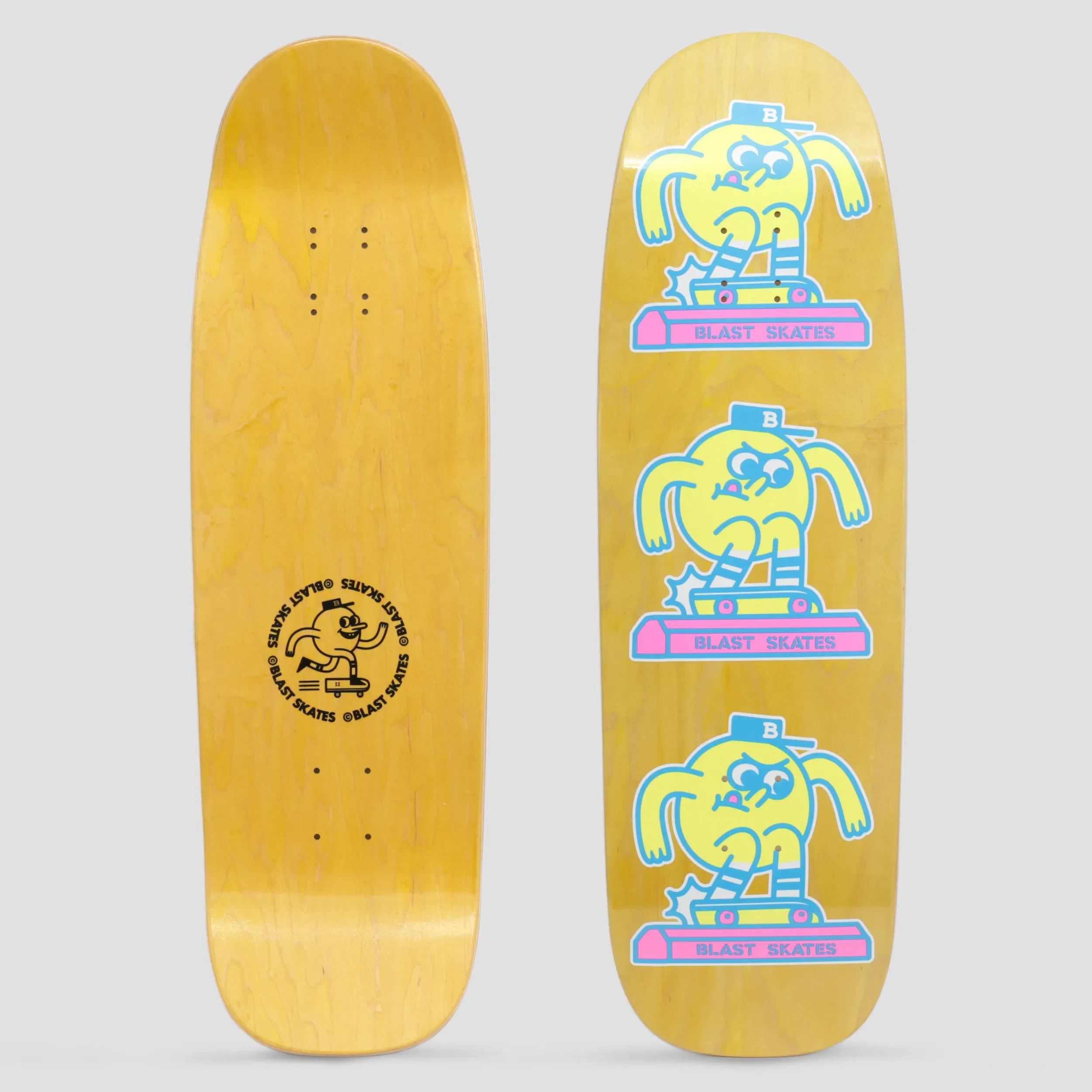 Blast Skates 9.5 Custom Shape Curb Club Skateboard Deck Yellow