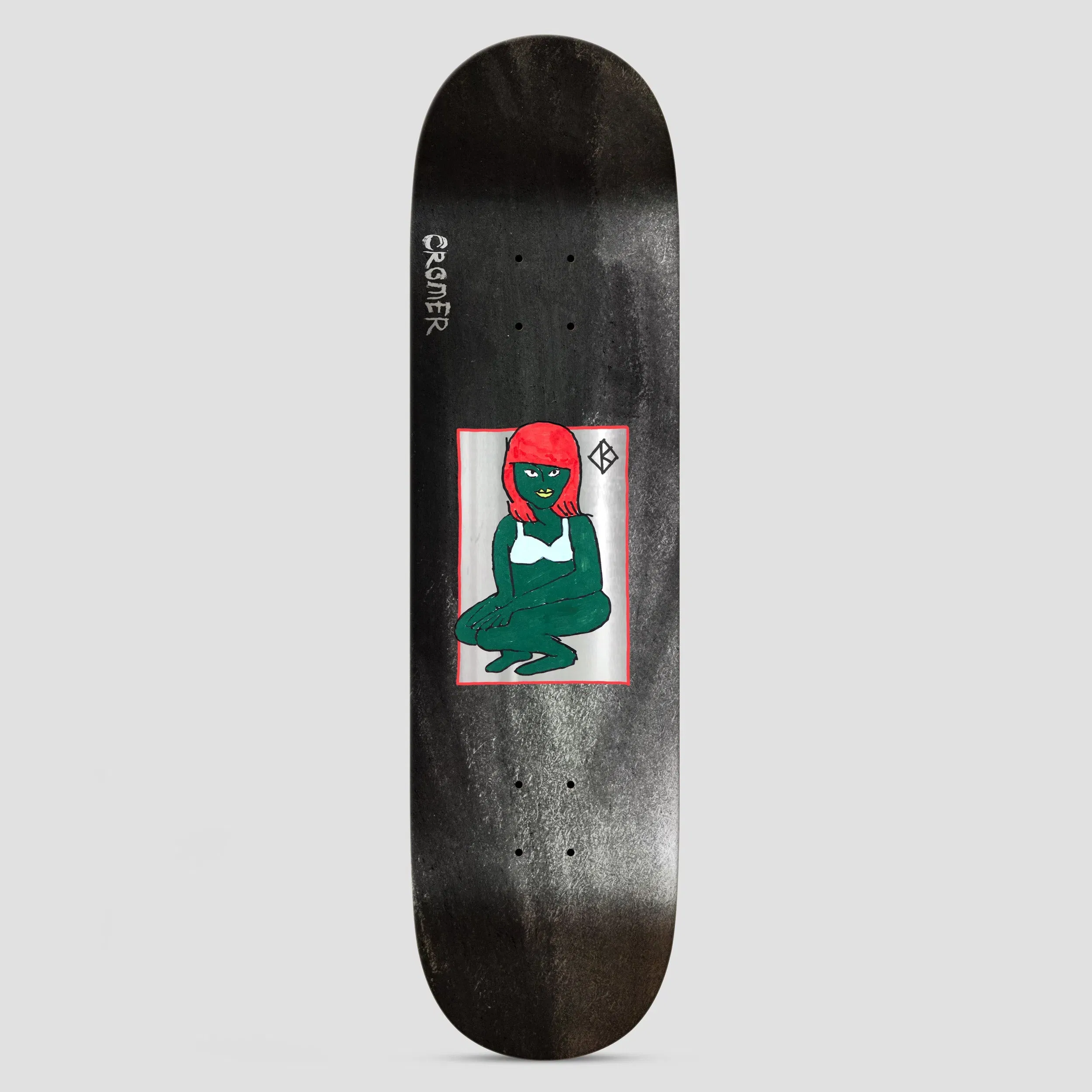 Krooked 8.25 Cromer The Green Lady DBX Skateboard Deck Grey