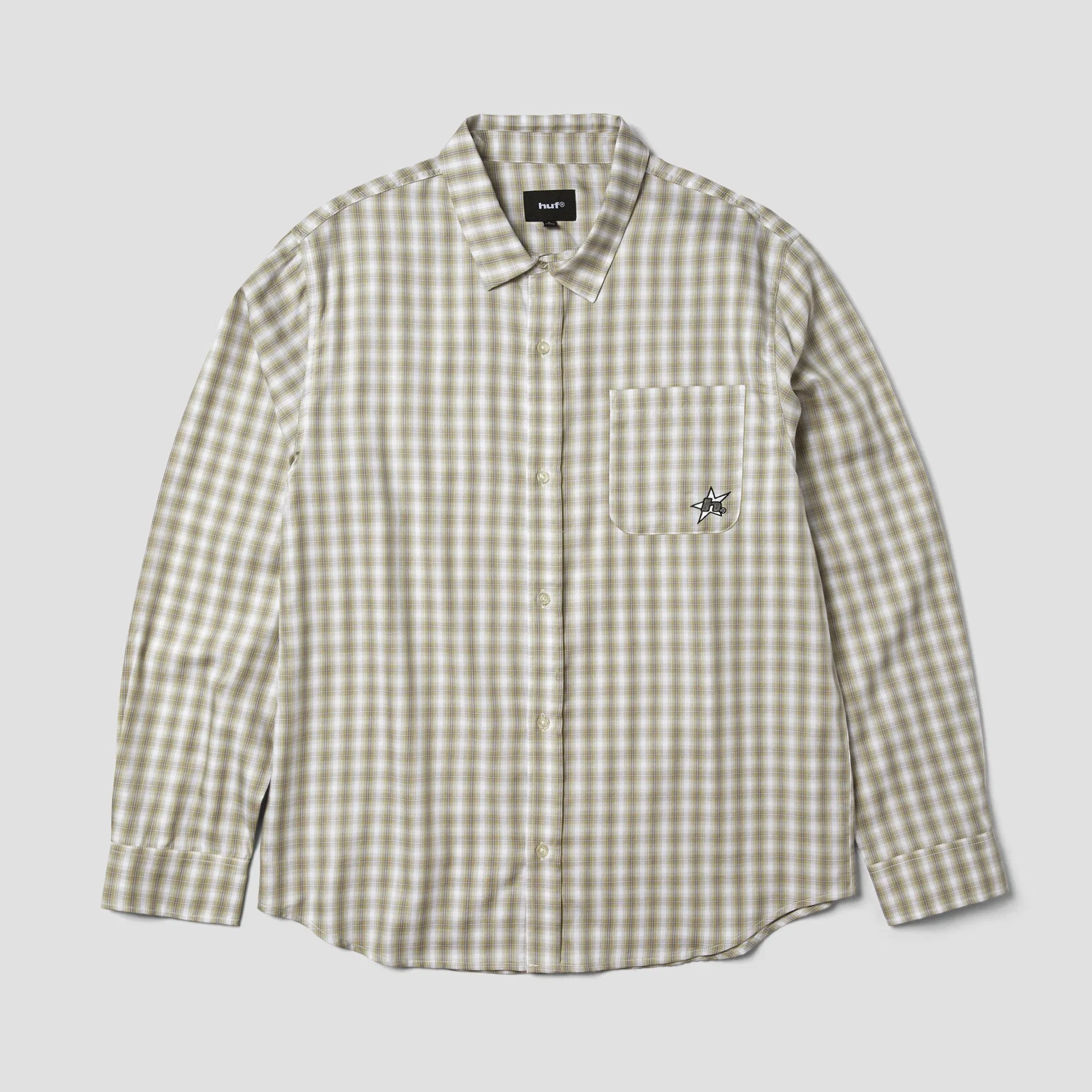 HUF H Star Longsleeve Plaid Shirt Putty