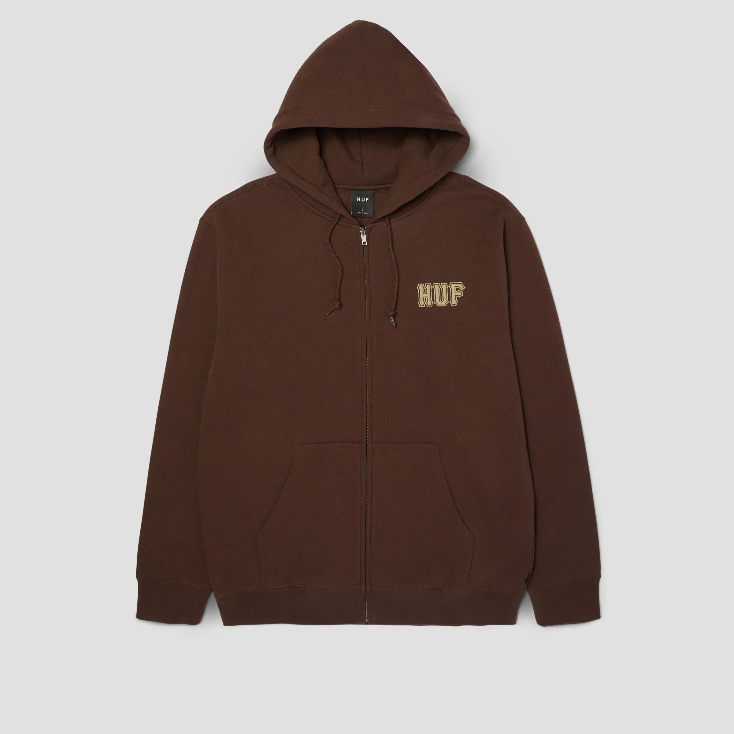 HUF Classic Logo Full Zip Hoodie Chocolate