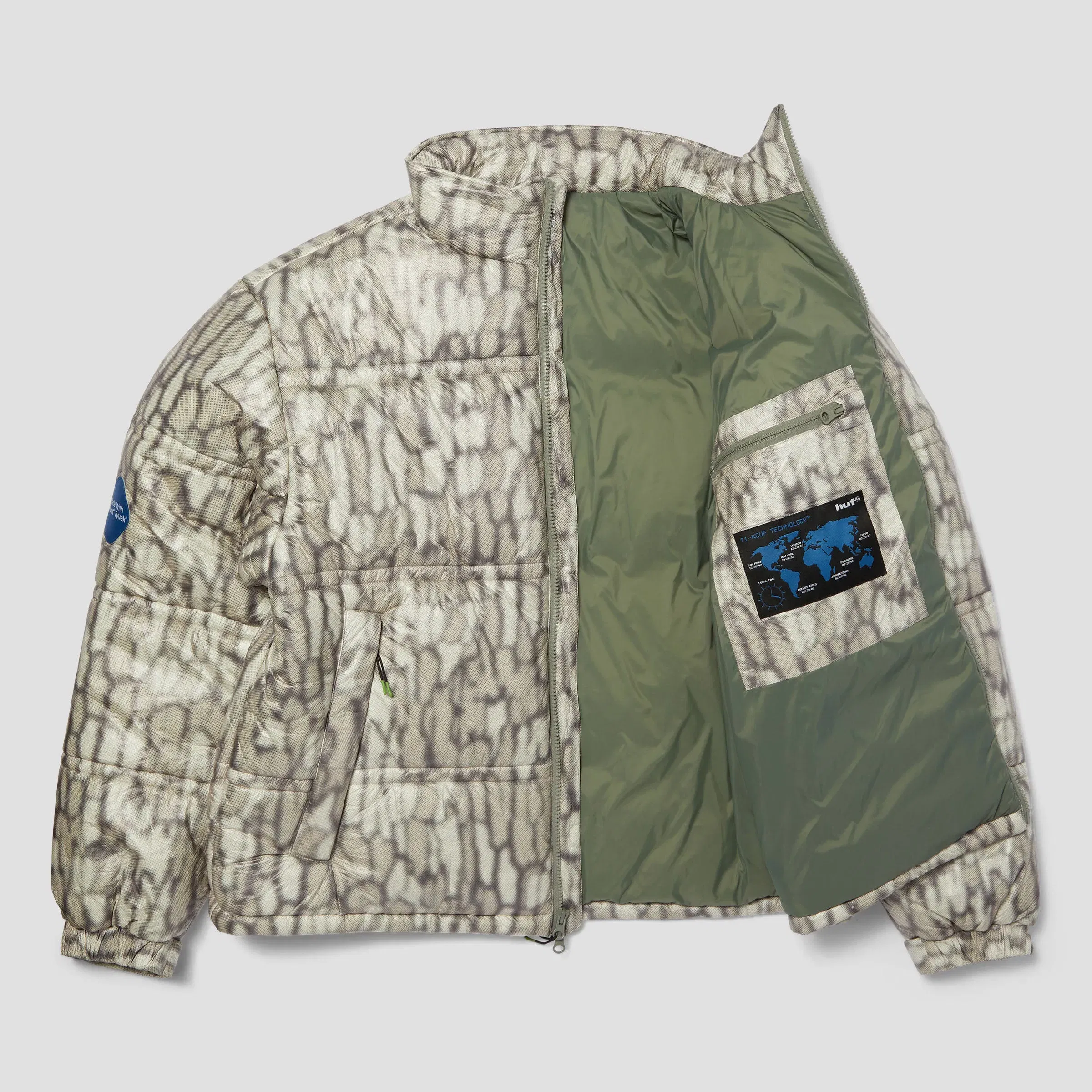 HUF 89 Tyvek Puffer Jacket Warped Camo