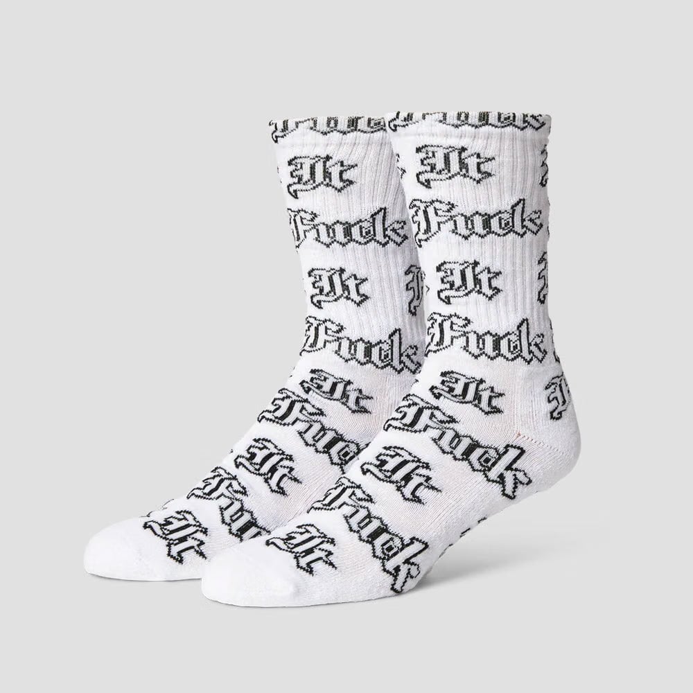 HUF Fuck It Old English Sock White