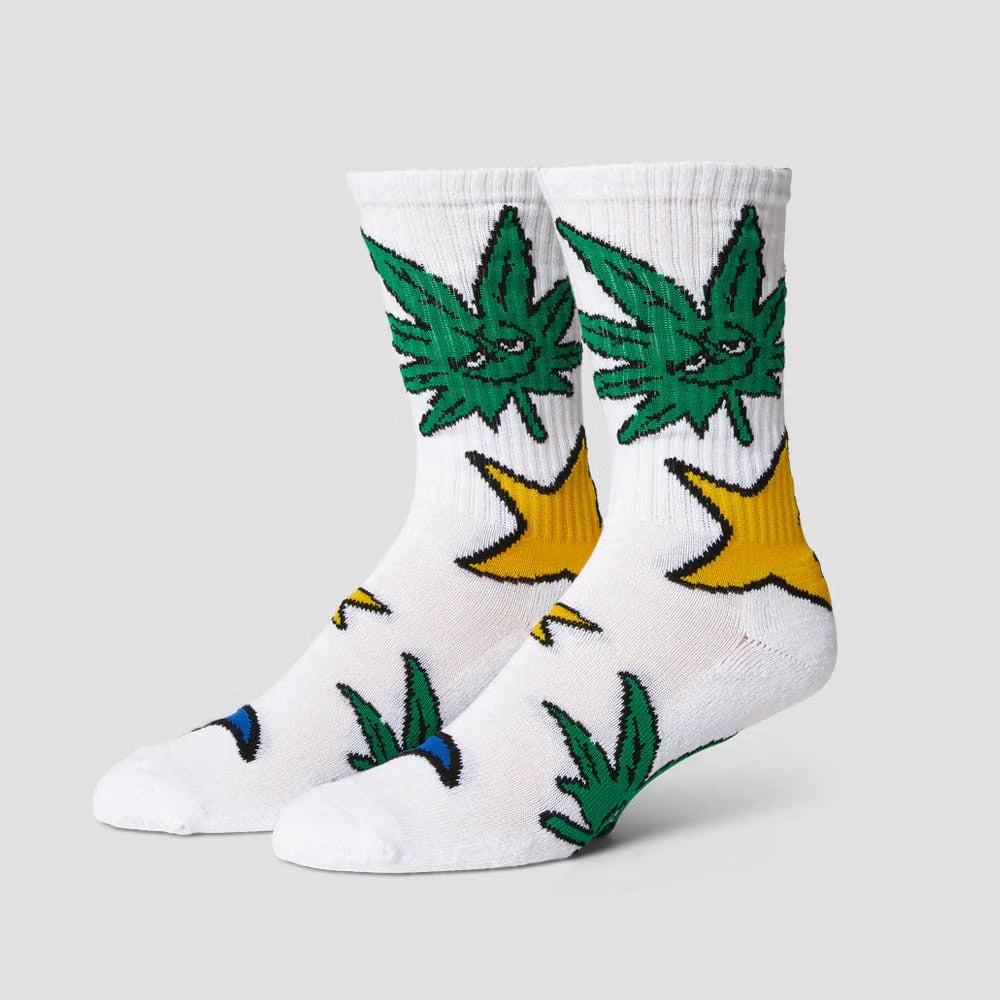 HUF Green Buddy Star Sign Sock White