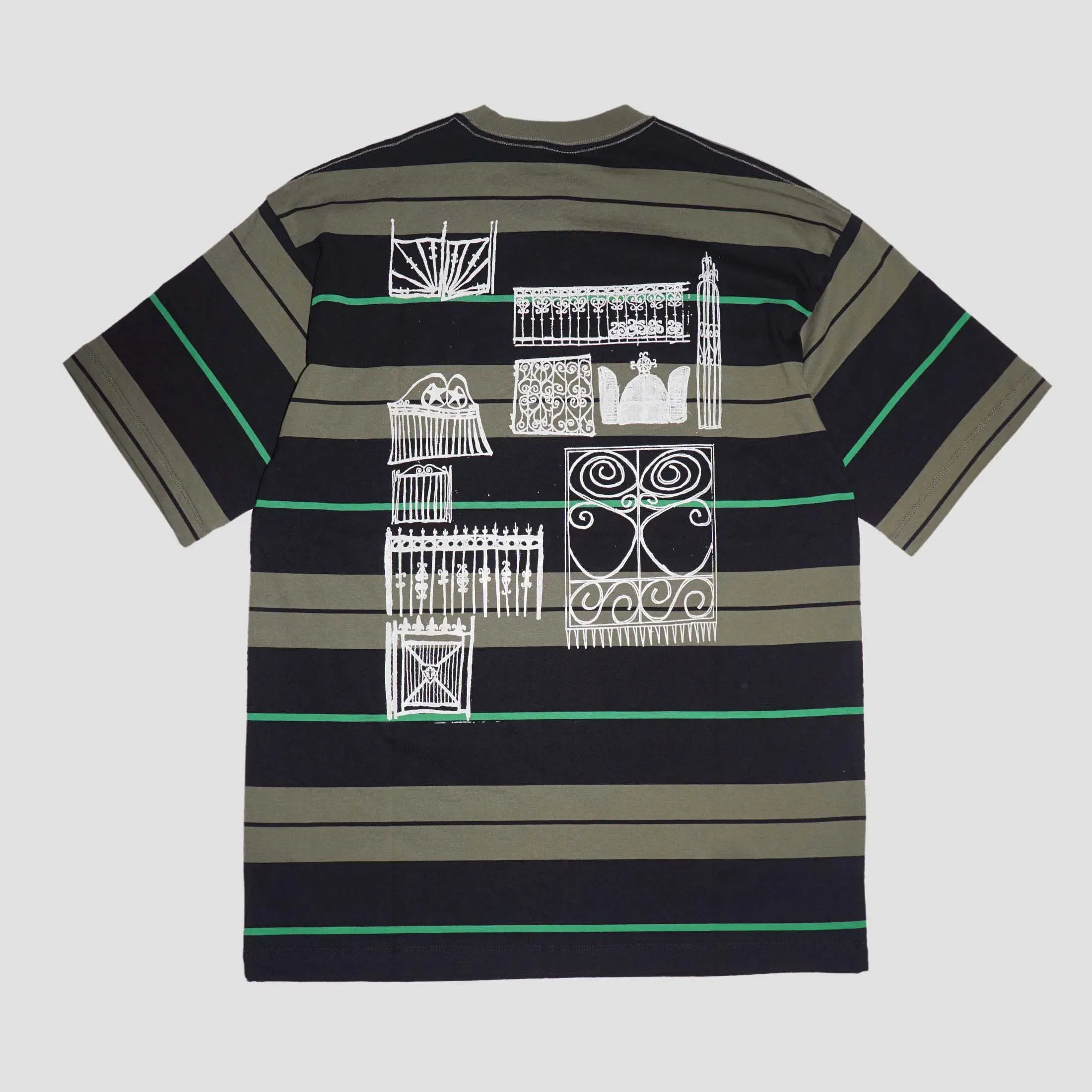 Token Fences Striped T-Shirt Green