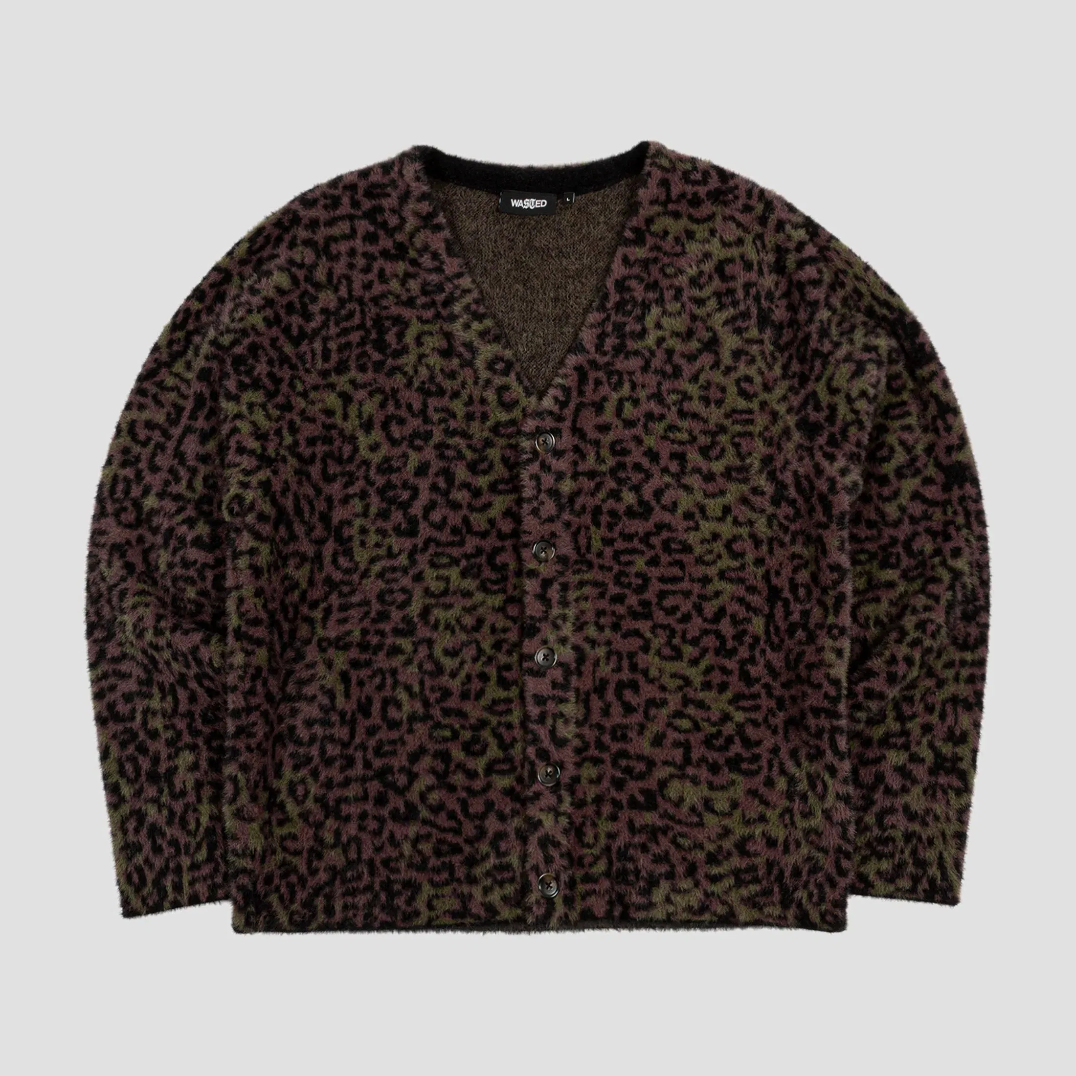 Wasted Paris Cheetah Cardigan Fudge Burgundy Camo