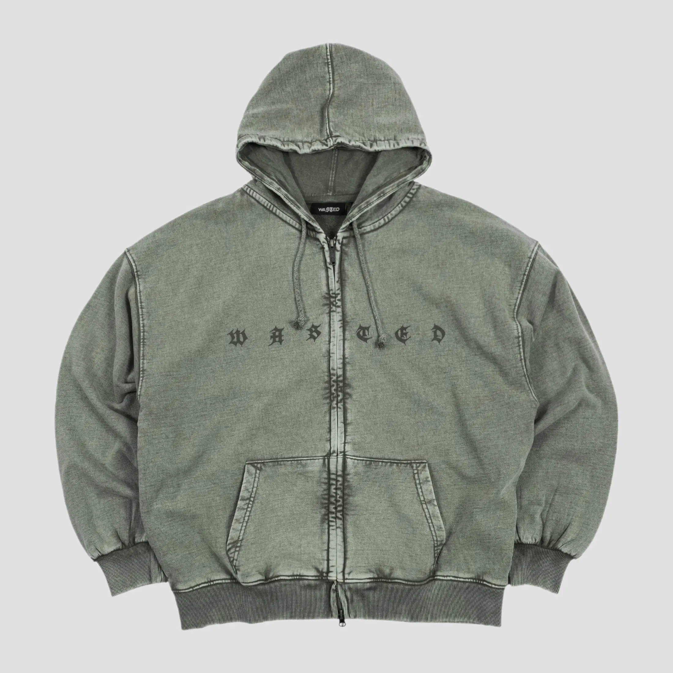 Wasted Paris Splinter Faded Zip Hoodie Faded Olive Khaki